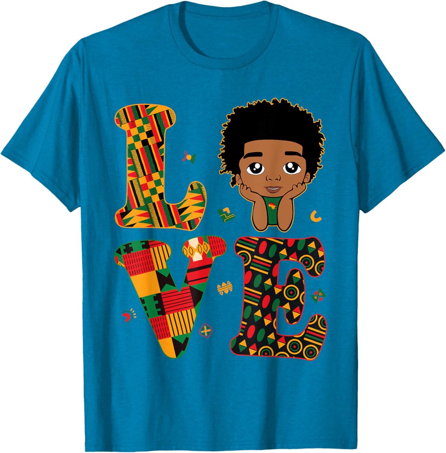 Proud LOVE African Kente Toddler Boys T-Shirt for Black History Month - 19