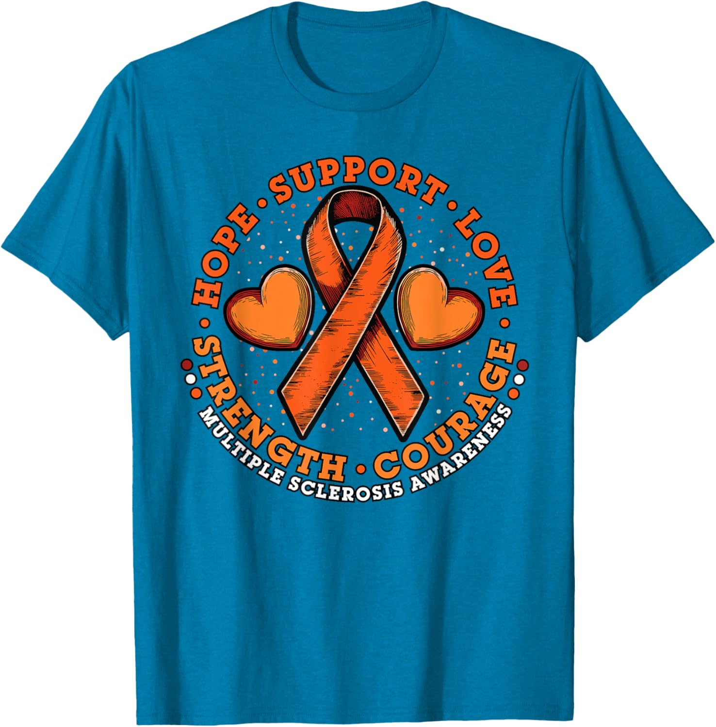 Orange Ribbon Multiple Sclerosis Awareness T-Shirt for Hope and Support - 2