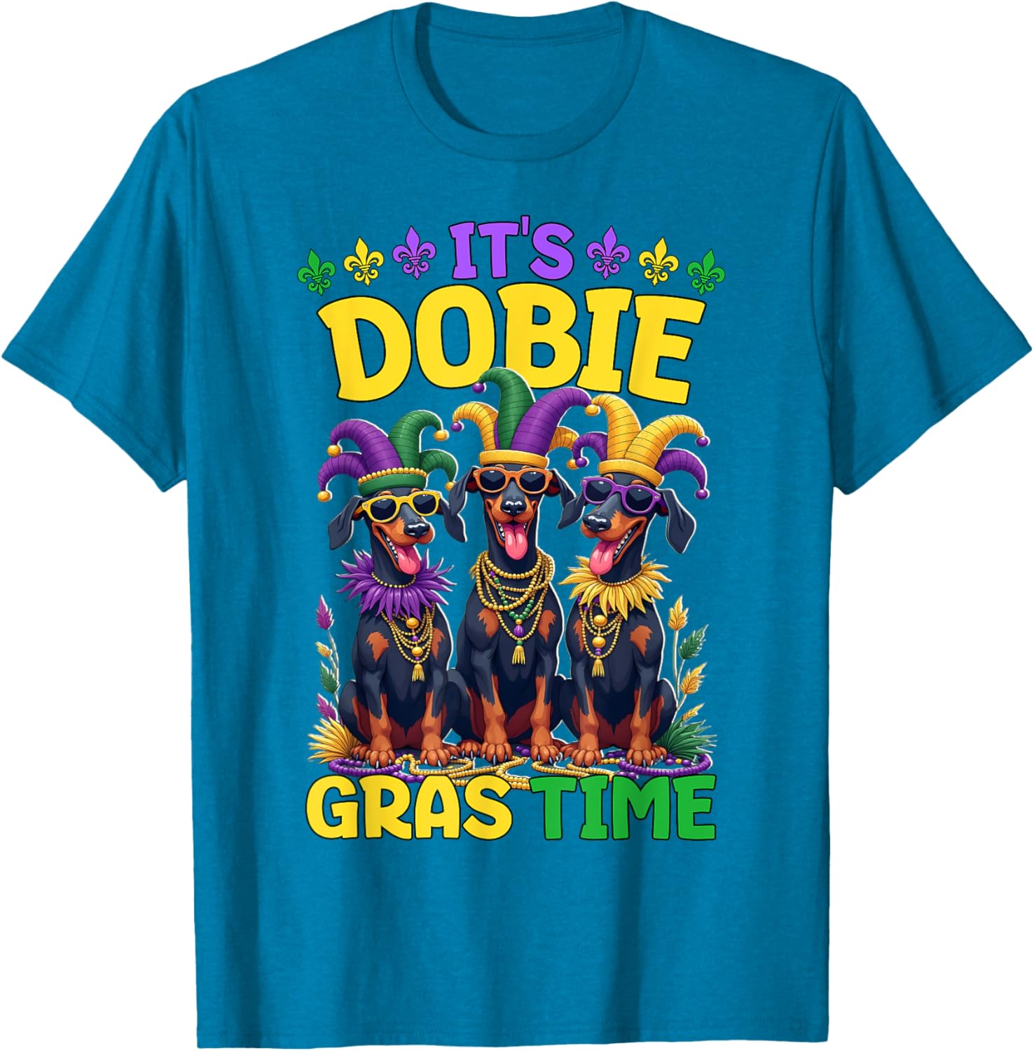 Mardi Gras Doberman T-Shirt Celebrating Carnival Festivities - 24