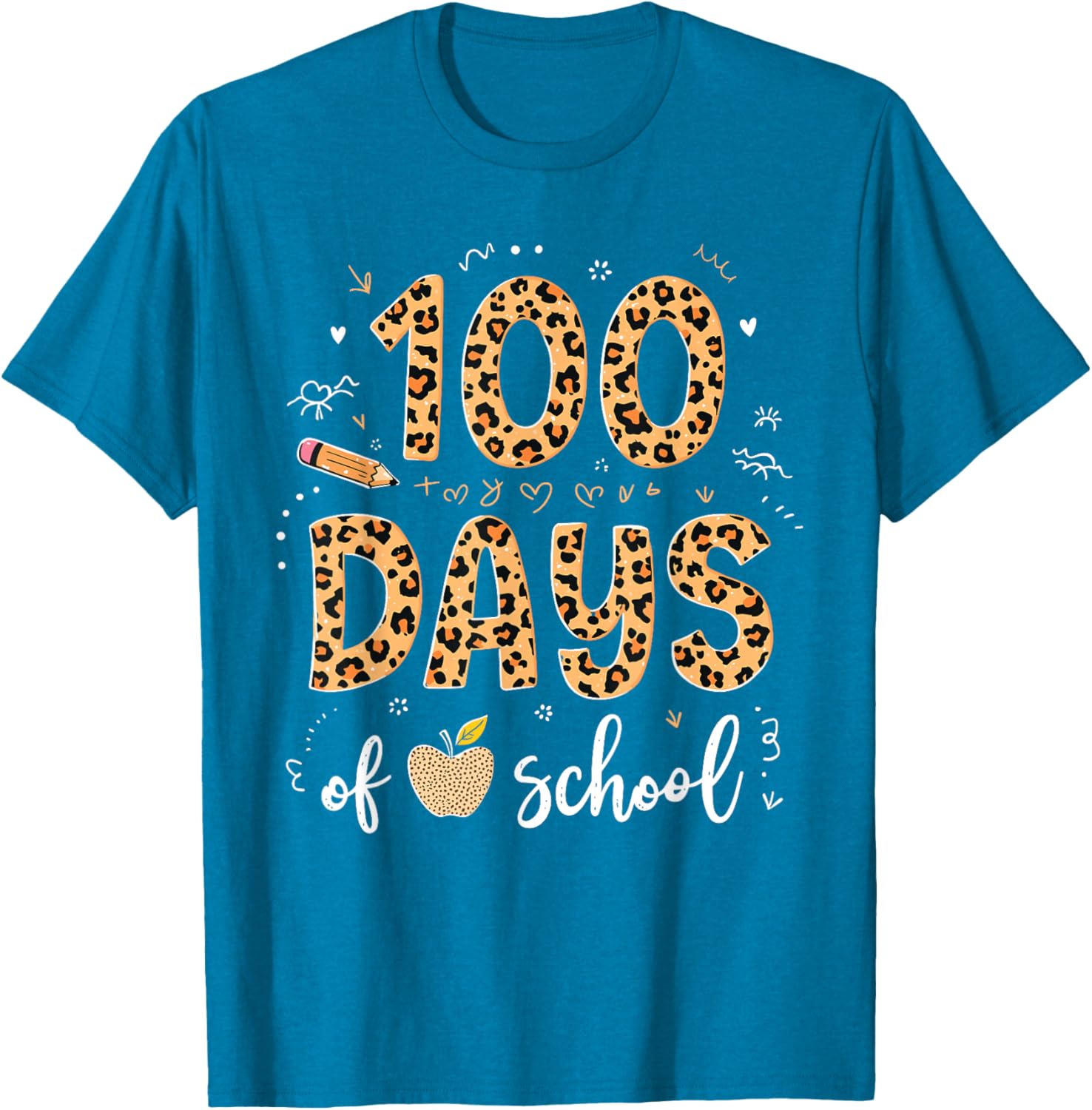 100 Days of School Leopard Print T-Shirt for Kids and Teachers - 11