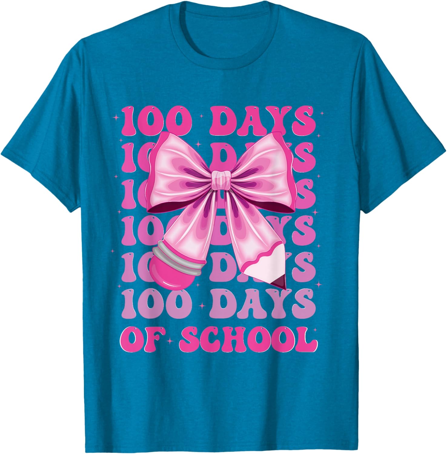 100 Days of School Girls Coquette Bow T-Shirt for Celebrating 100th Day - 19