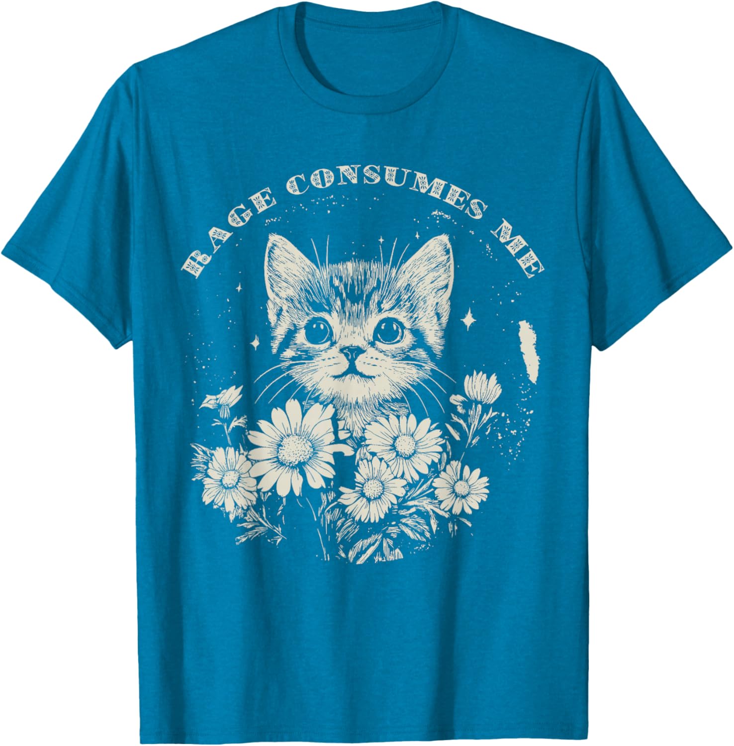 Cute Cat Rage T-Shirt Funny Sarcastic Kitten with Flower Design - 19