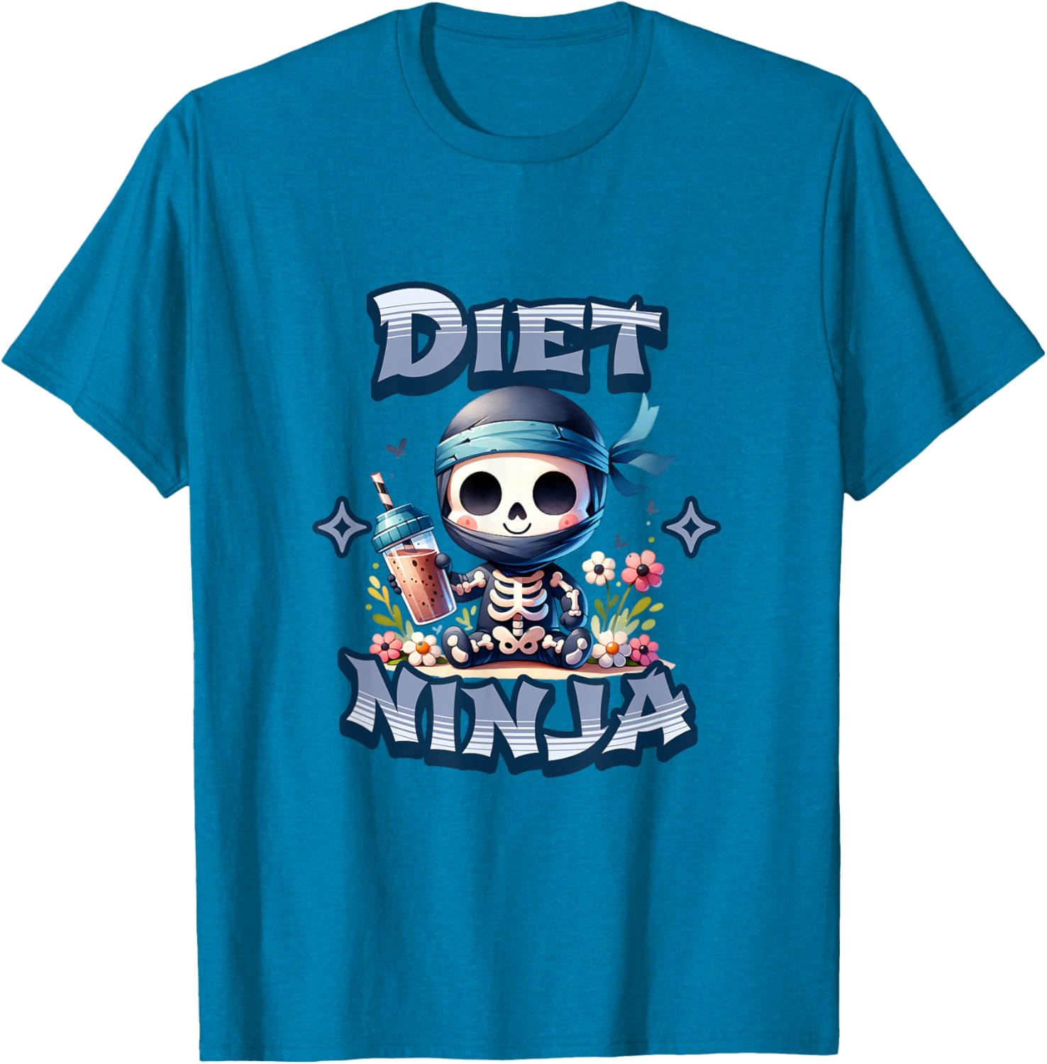 Cute Diet Ninja Protein Shake Skeleton Ninja T-Shirt for Fun Fitness Style - 6