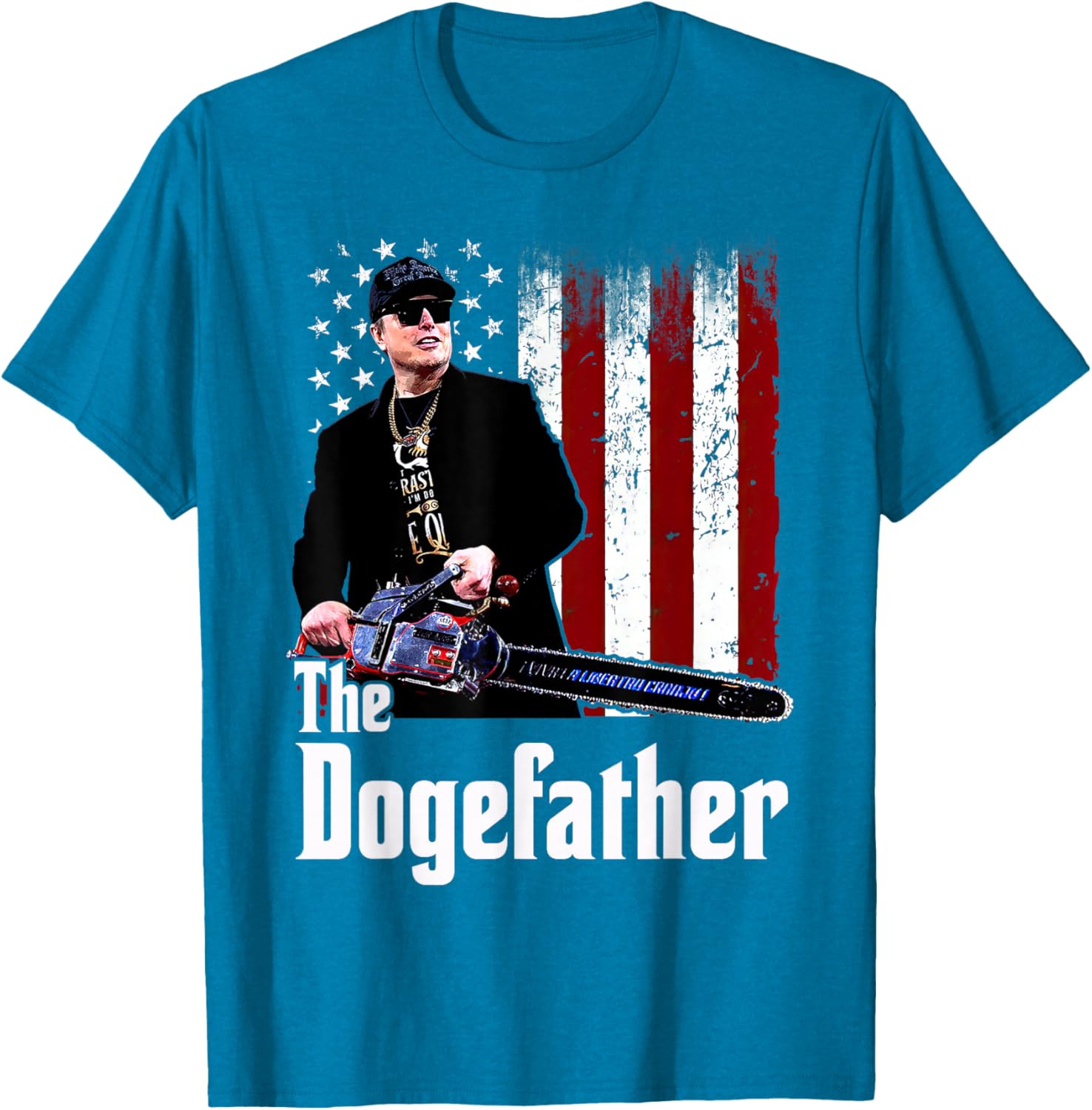The Dogefather Chainsaw USA Flag T-Shirt for Men and Women - 8
