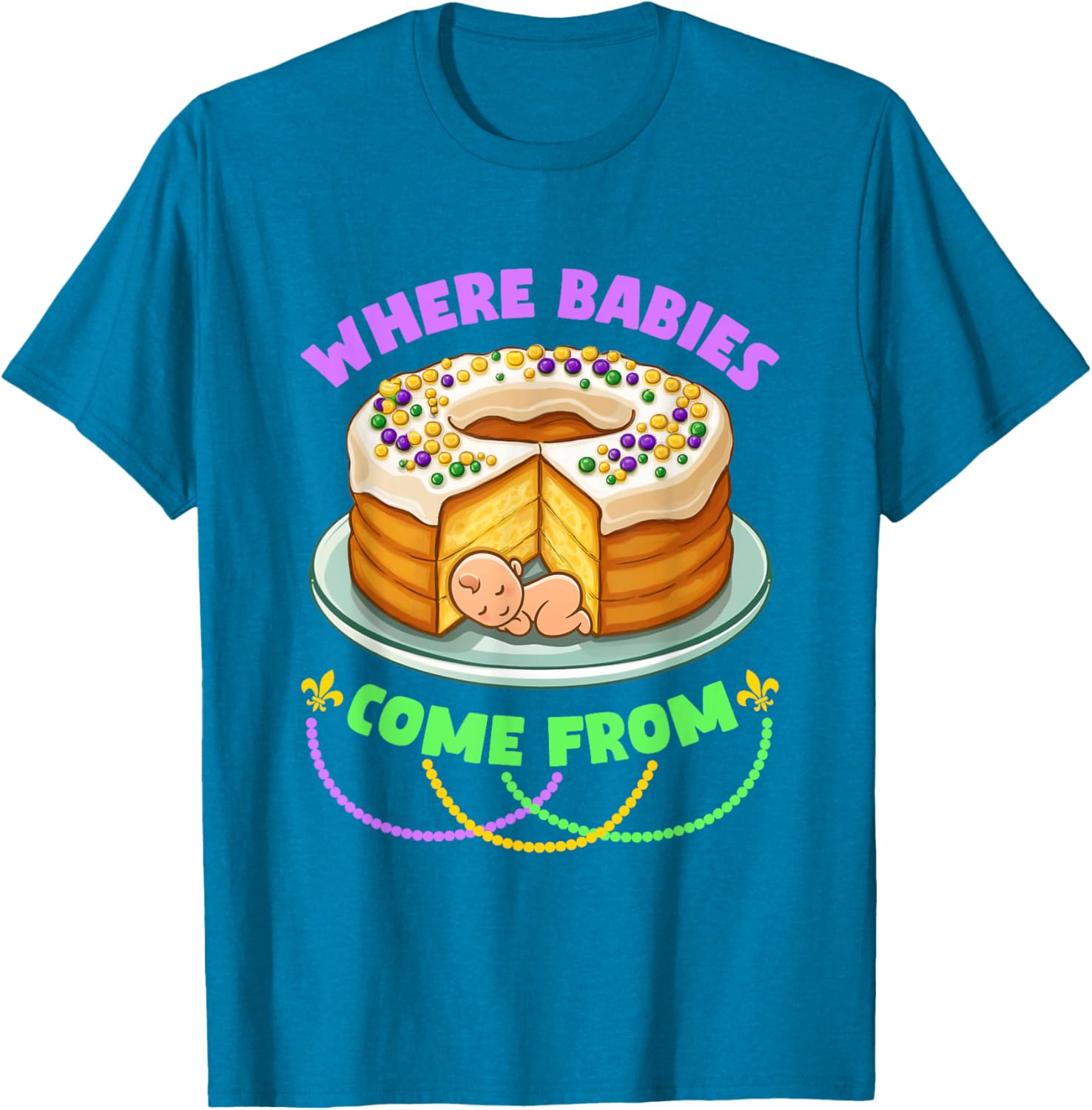 Mardi Gras King Cake T-Shirt Perfect for Celebrating with Style - 6