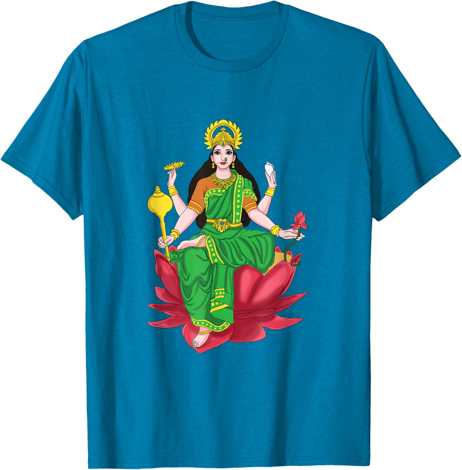 Laxmi Mata Diwali T-Shirt with Lotus Illustration for Pooja Celebrations - 14
