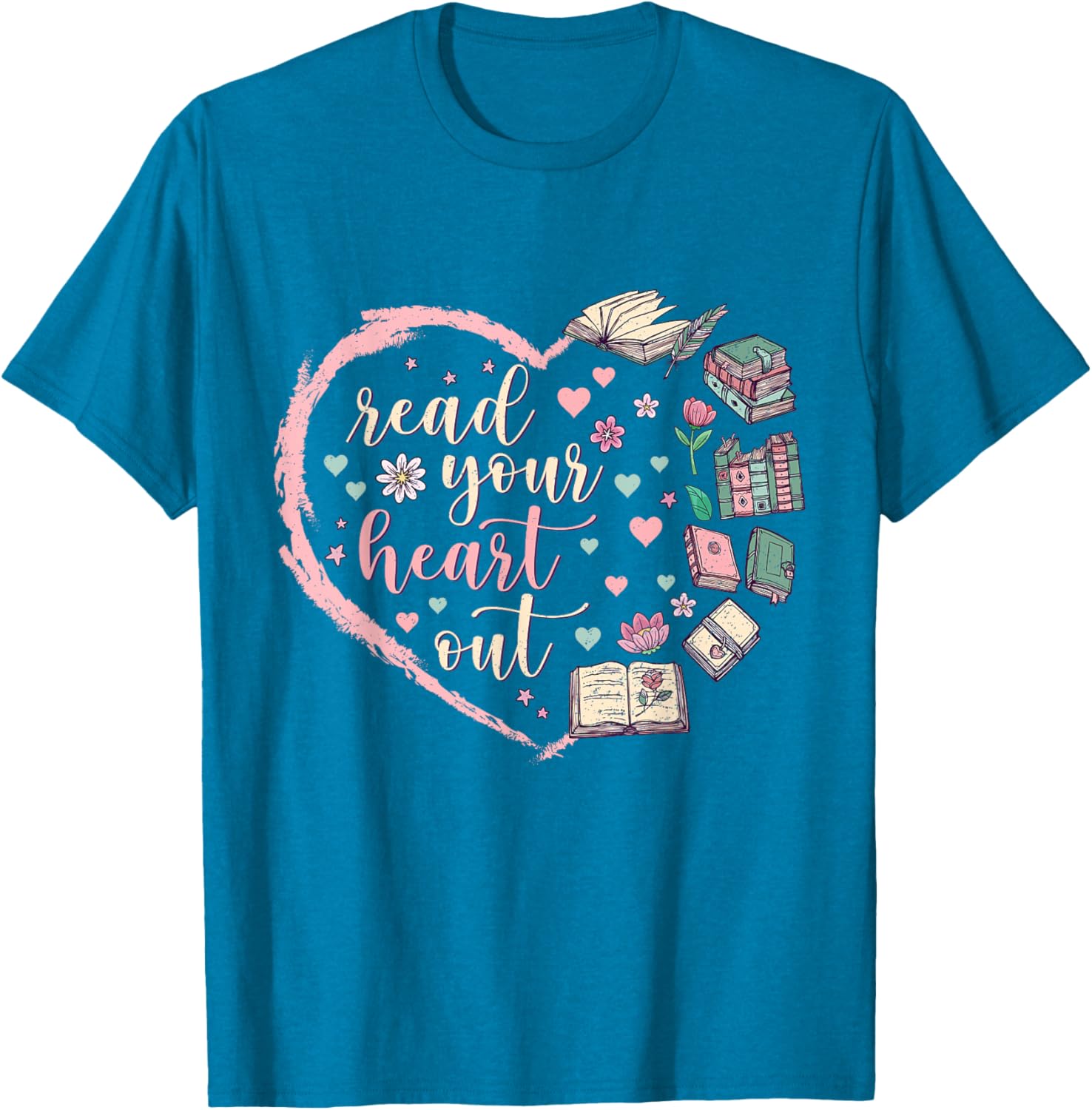 Valentine's Teacher T-Shirt for Book Lovers - Read Your Heart Out Design - 16