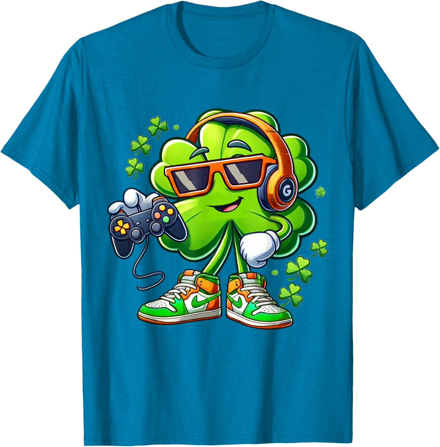 Funny St Patricks Day Gamer T-Shirt for Boys with Shamrock Design - 12