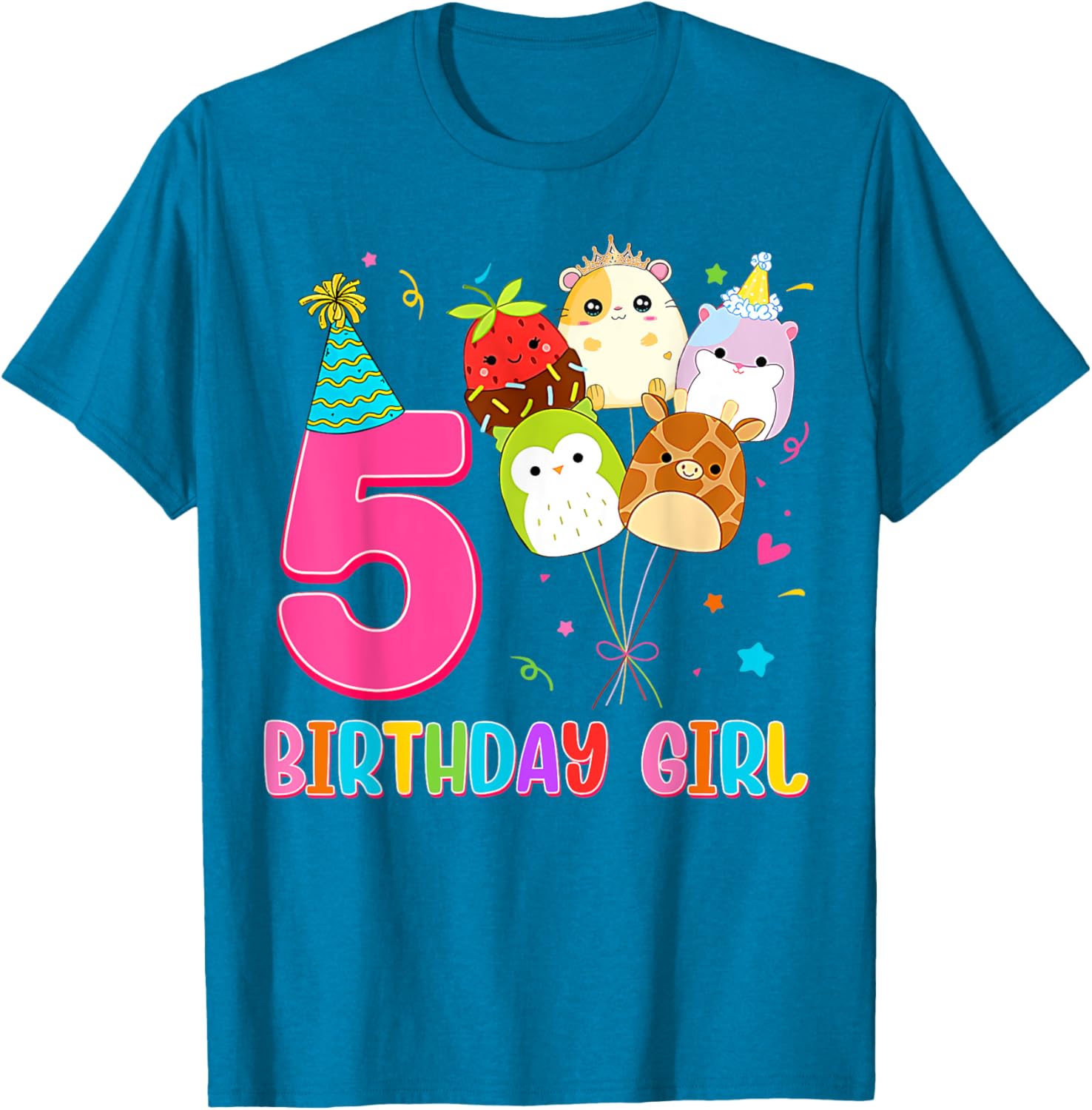 Cute Birthday Girl Squish Squad T-Shirt for 5 Year Old Girls - 25