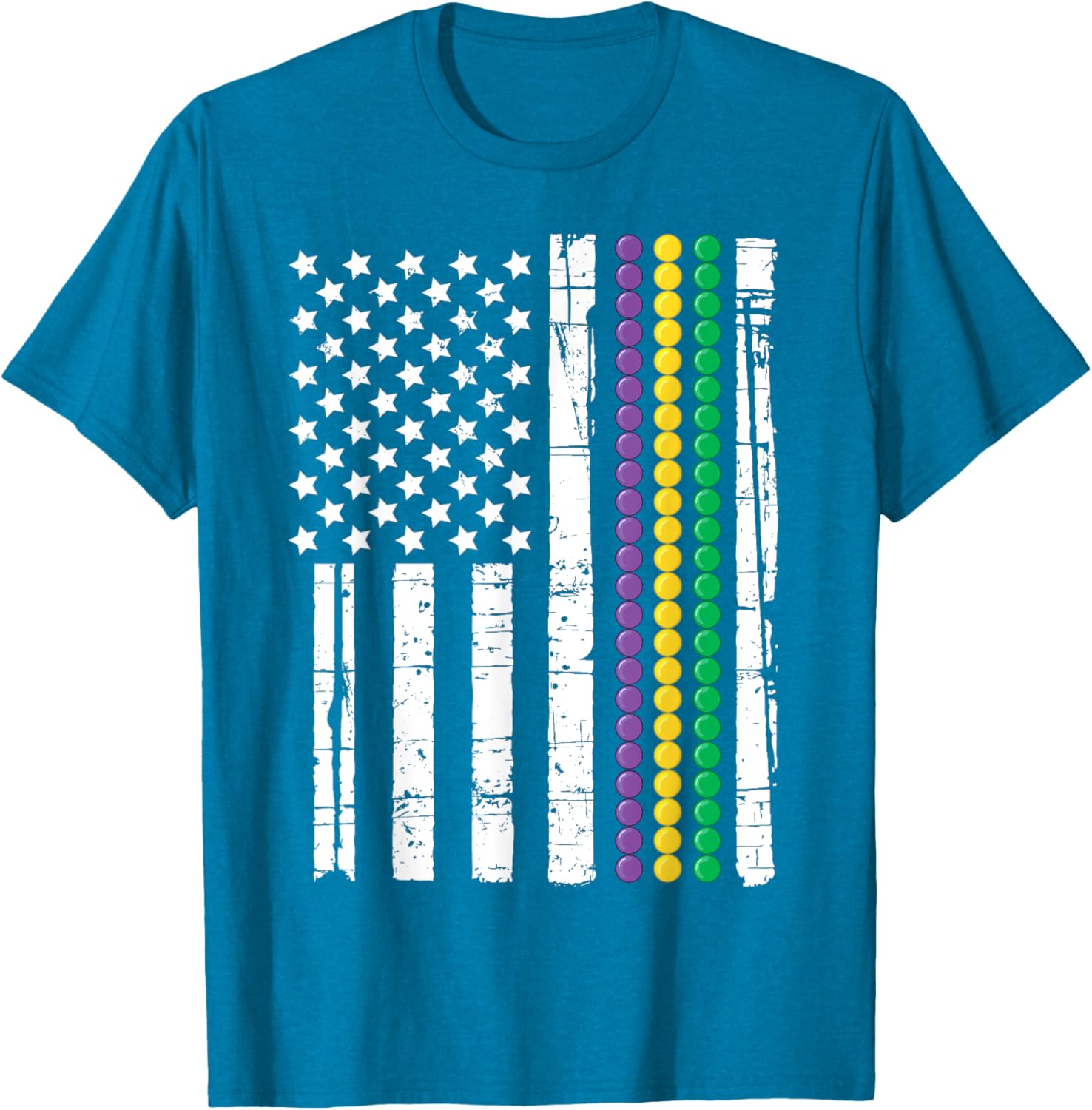 Mardi Gras USA Flag T-Shirt for Festive Celebrations and Events - 6