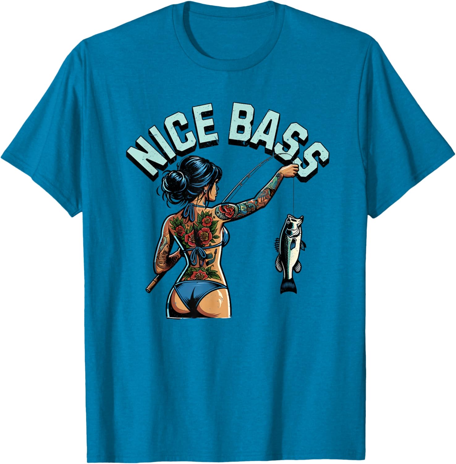 Stylish Bass Fishing Woman in Bikini T-Shirt for Outdoor Enthusiasts - 9