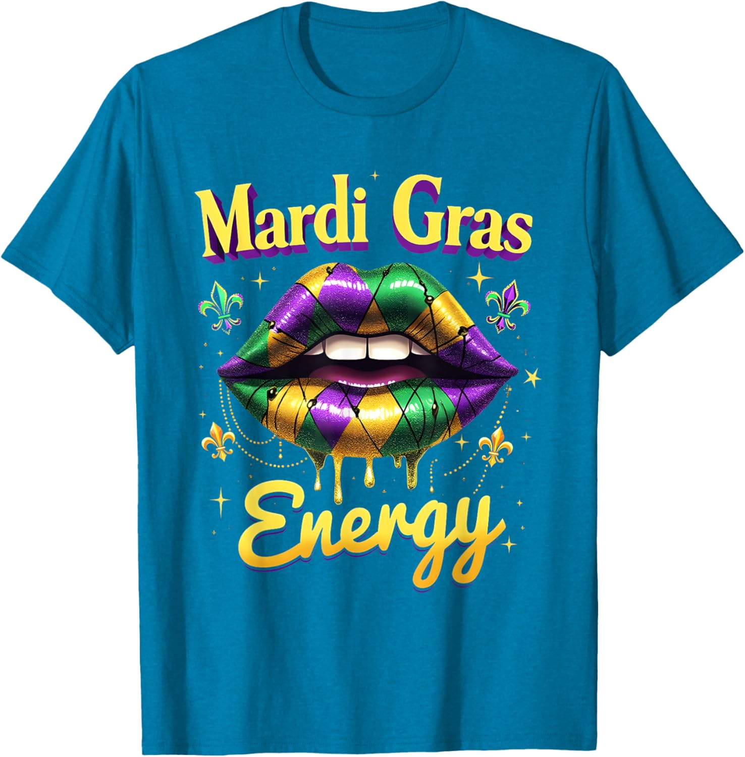 Mardi Gras Energy Carnival Lips T-Shirt New Orleans 2025 Costume Wear - 6