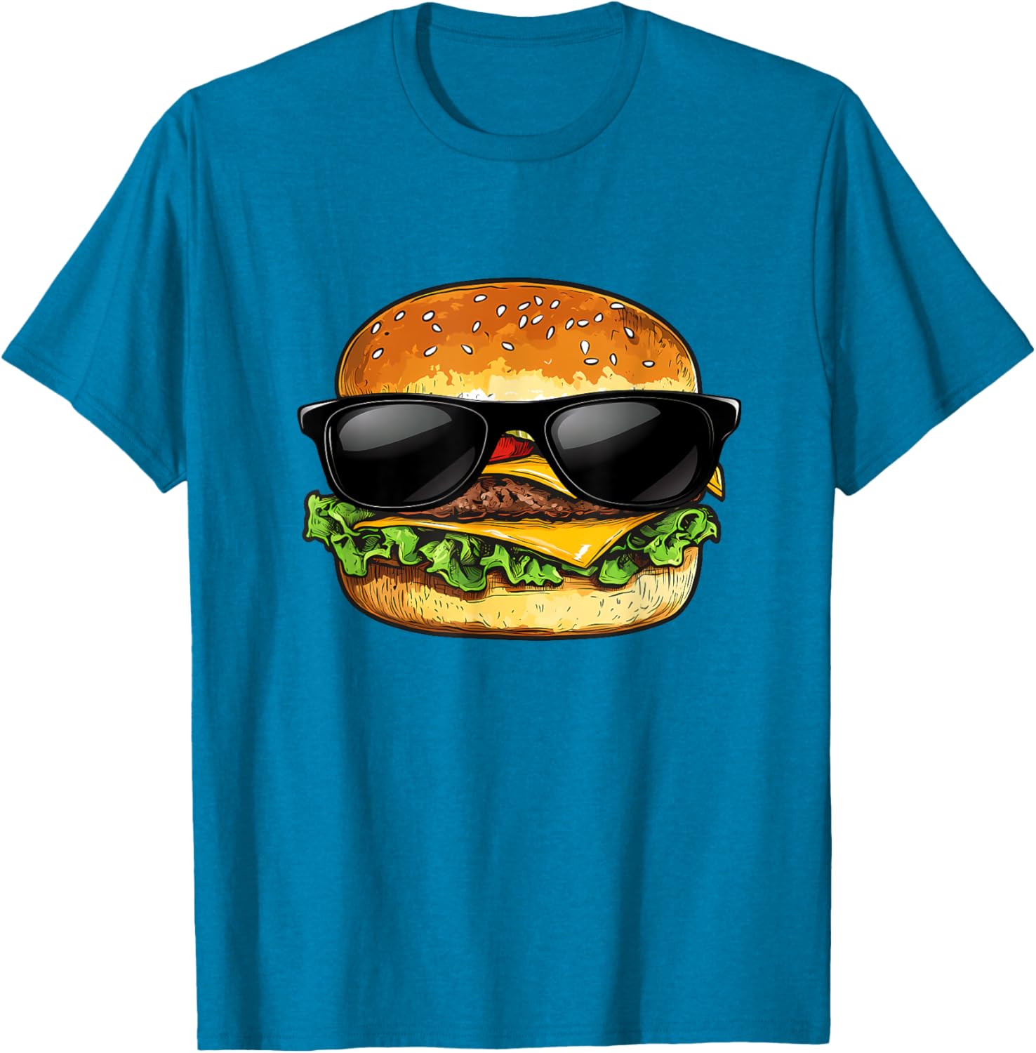 Funny Hamburger Sunglasses Cheese BBQ T-Shirt for Food Lovers - 7