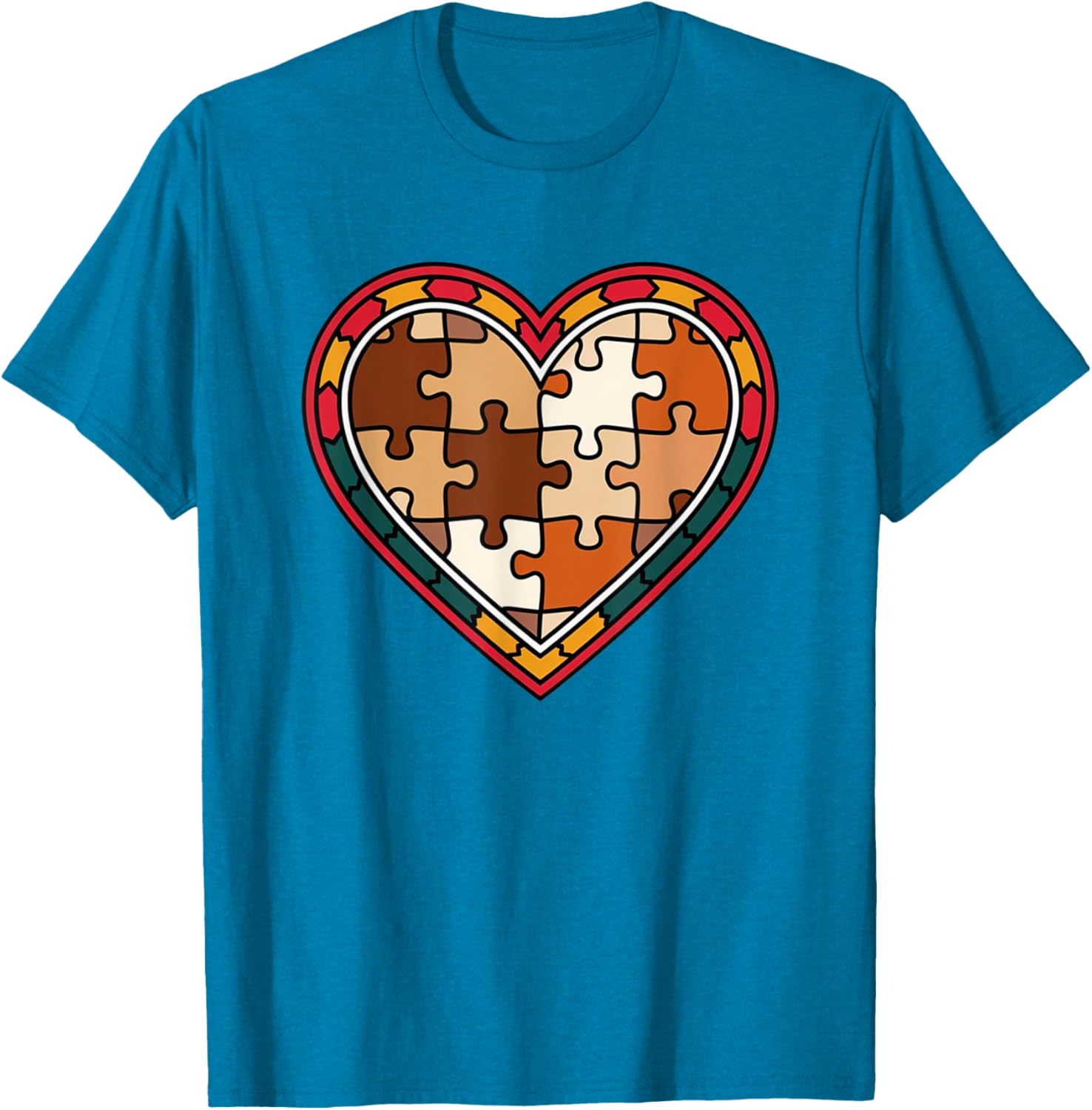 Melanin Heart Puzzle Black History Motivational Afro T-Shirt for All - 10