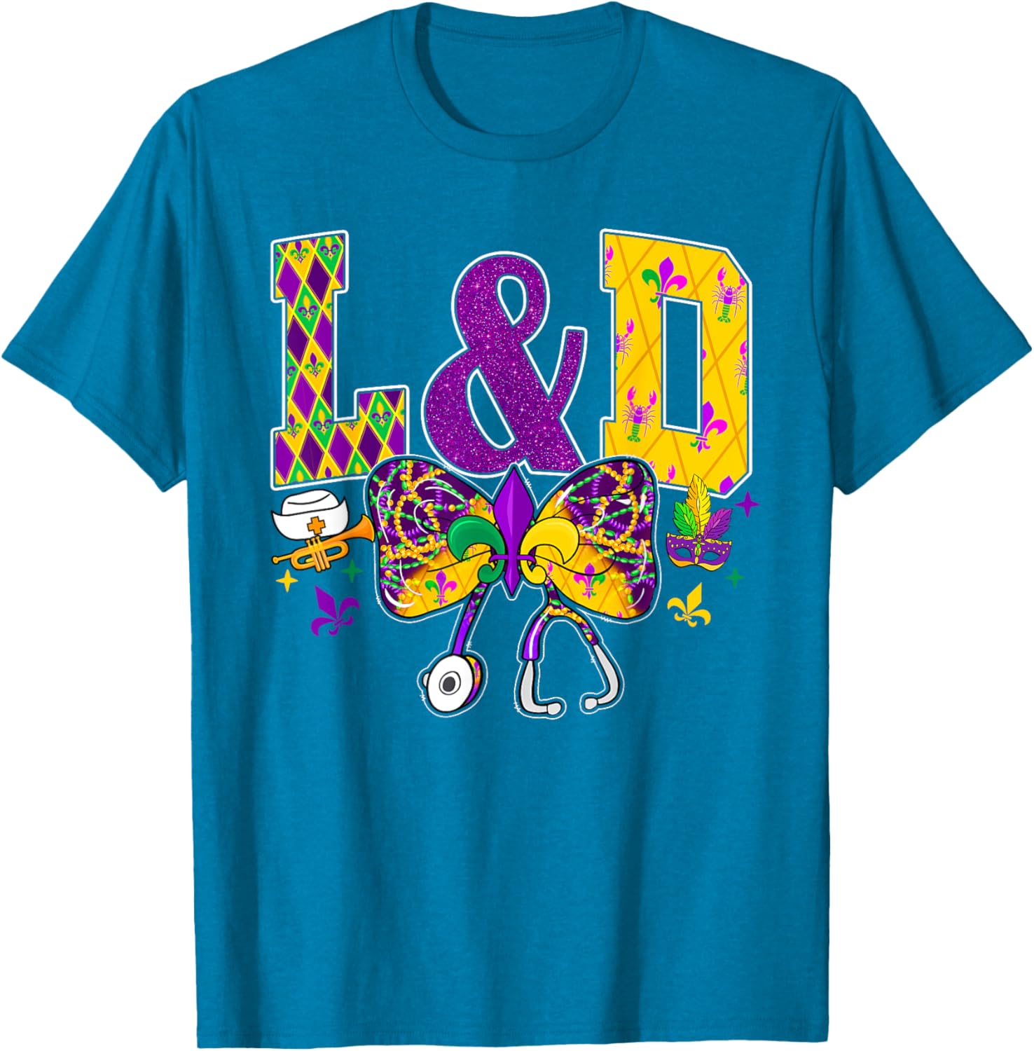 Funny Mardi Gras Coquette Bow T-Shirt for Men and Women Carnival Fun - 9