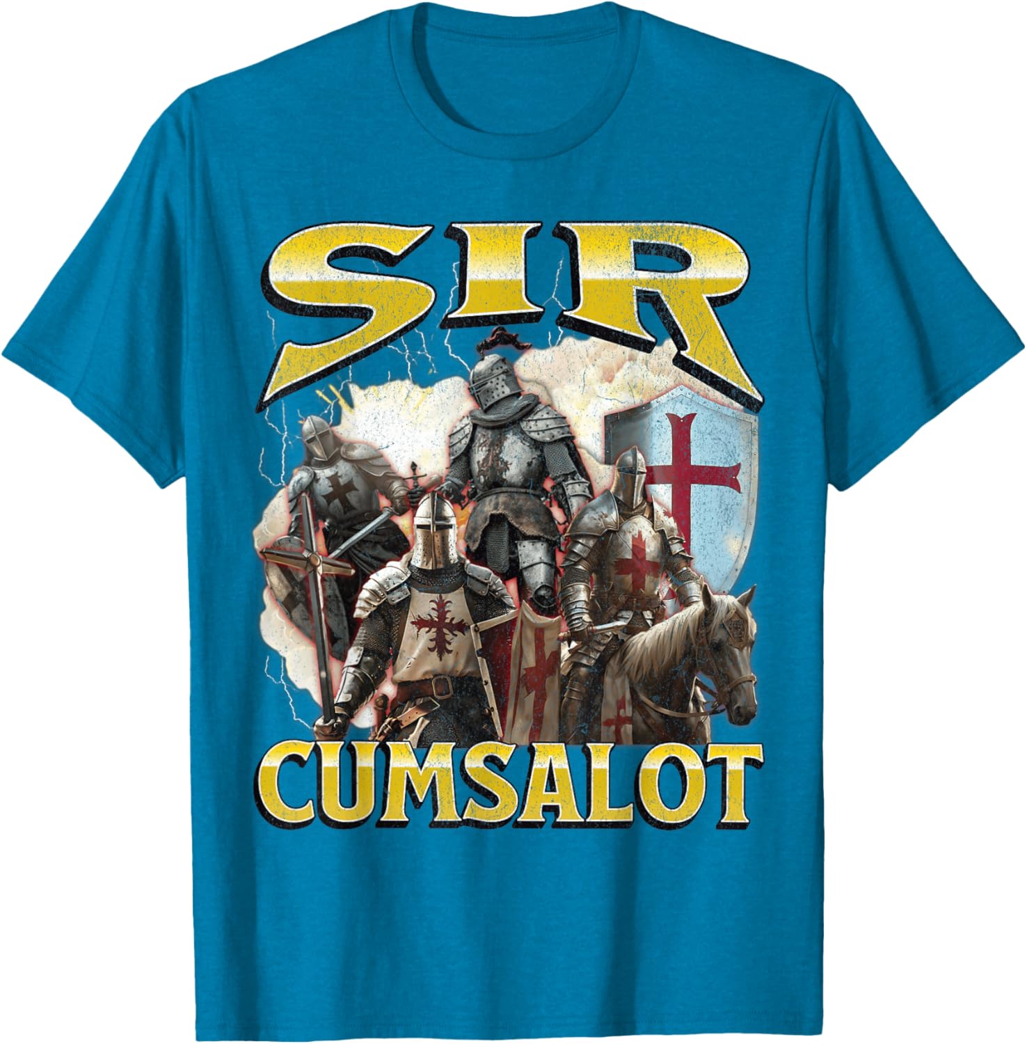 Sir Cumsalot Funny Offensive Knight Meme Graphic T-Shirt for Adults - 10