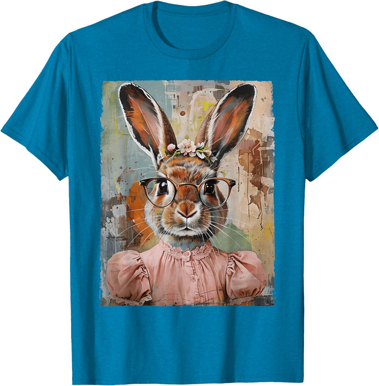 Happy Easter Bunny Rabbit Flower Graphic T-Shirt for Women and Girls - 4