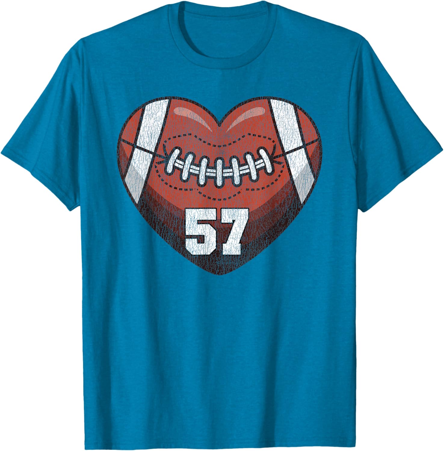 Football Number 57 Distressed Heart T-Shirt for Proud Football Moms - 6