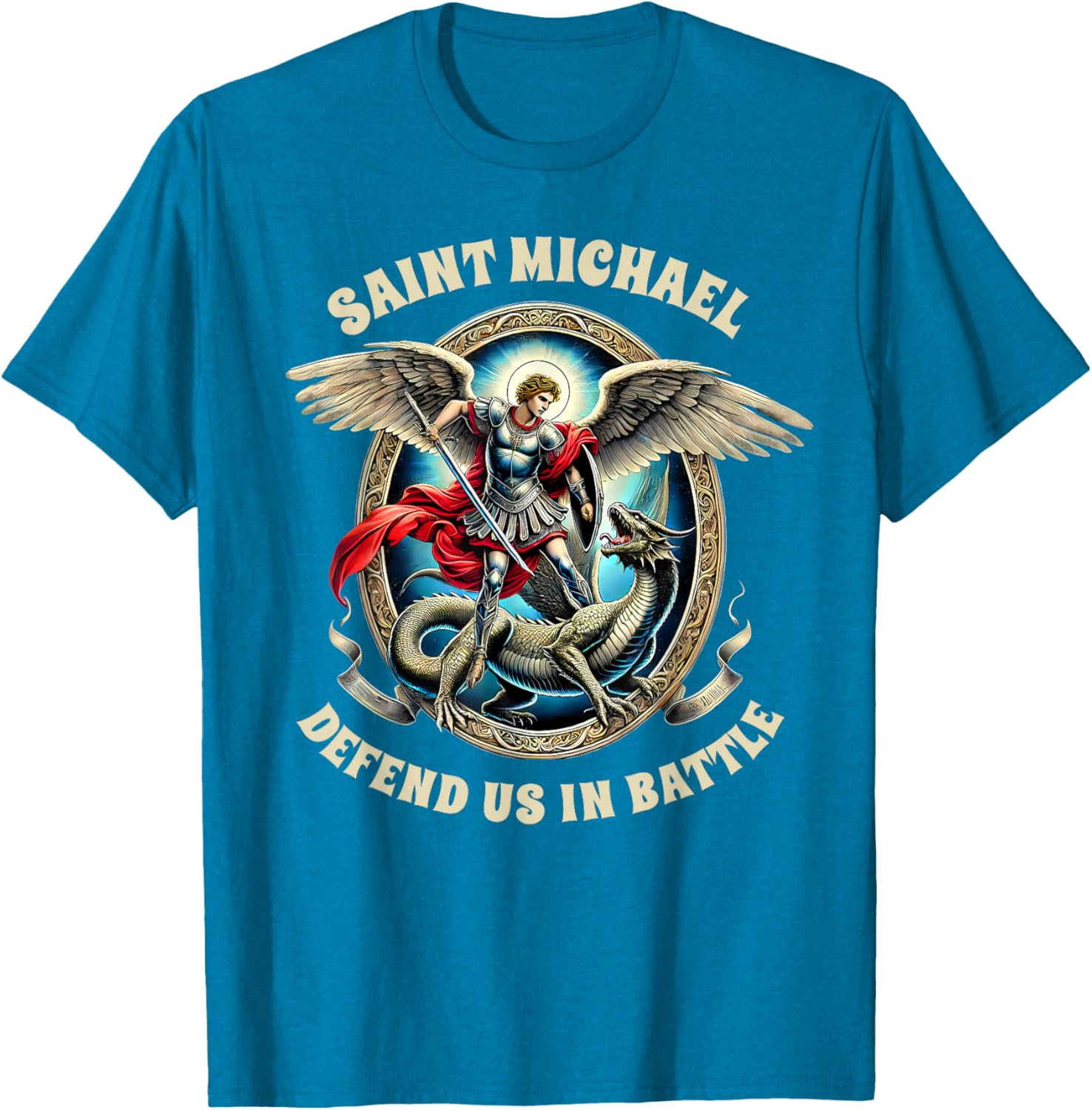 St. Michael Catholic Faith T-Shirt Pray For Us Defend Us In Battle - 10