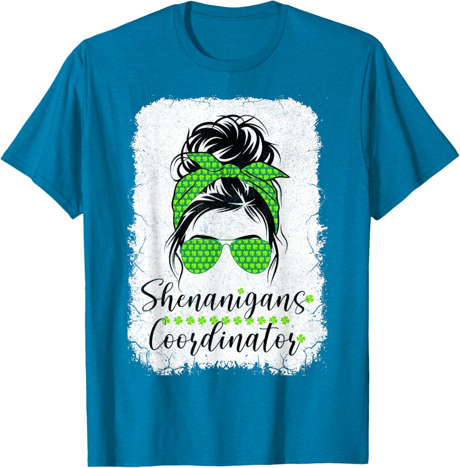 Shenanigans Coordinator Messy Bun St Patricks Day T-Shirt for Women - 10