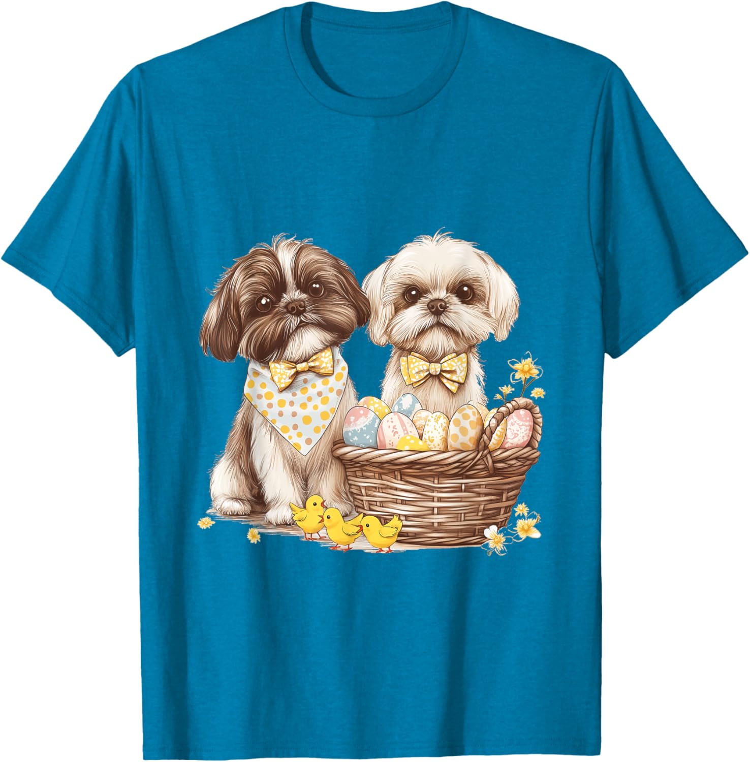 Happy Easter Shih Tzu Dog T-Shirt with Eggs and Chicks for Fun Celebrations - 8