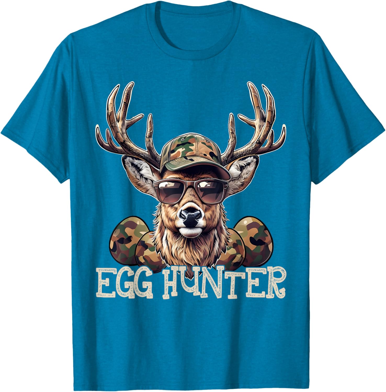 Egg Hunter Deer Camo Cap Boys T-Shirt Perfect for Easter and Hunting - 7