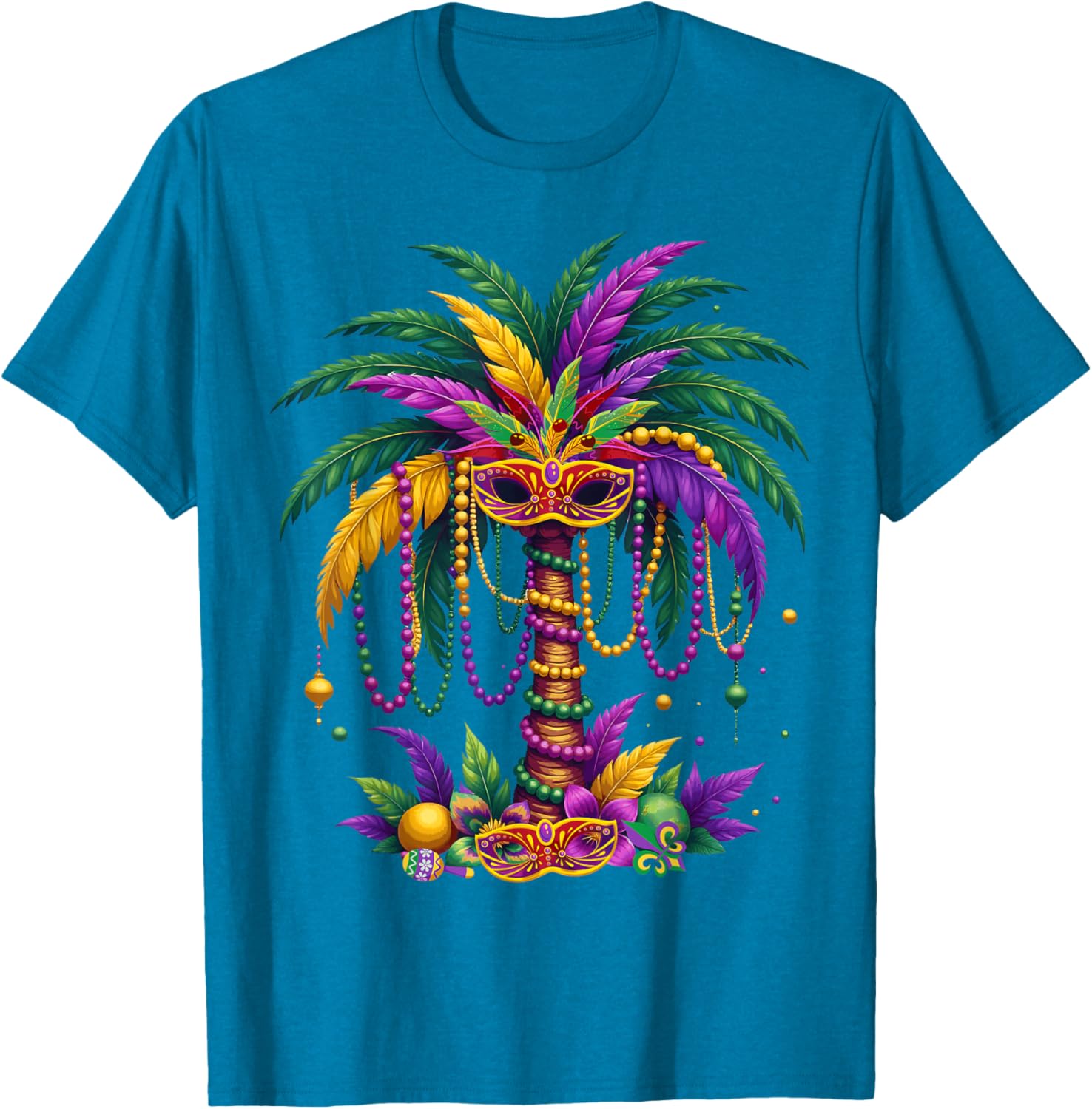 Funny Palm Tree and Beads T-Shirt for Mardi Gras Tropical Parties - 21