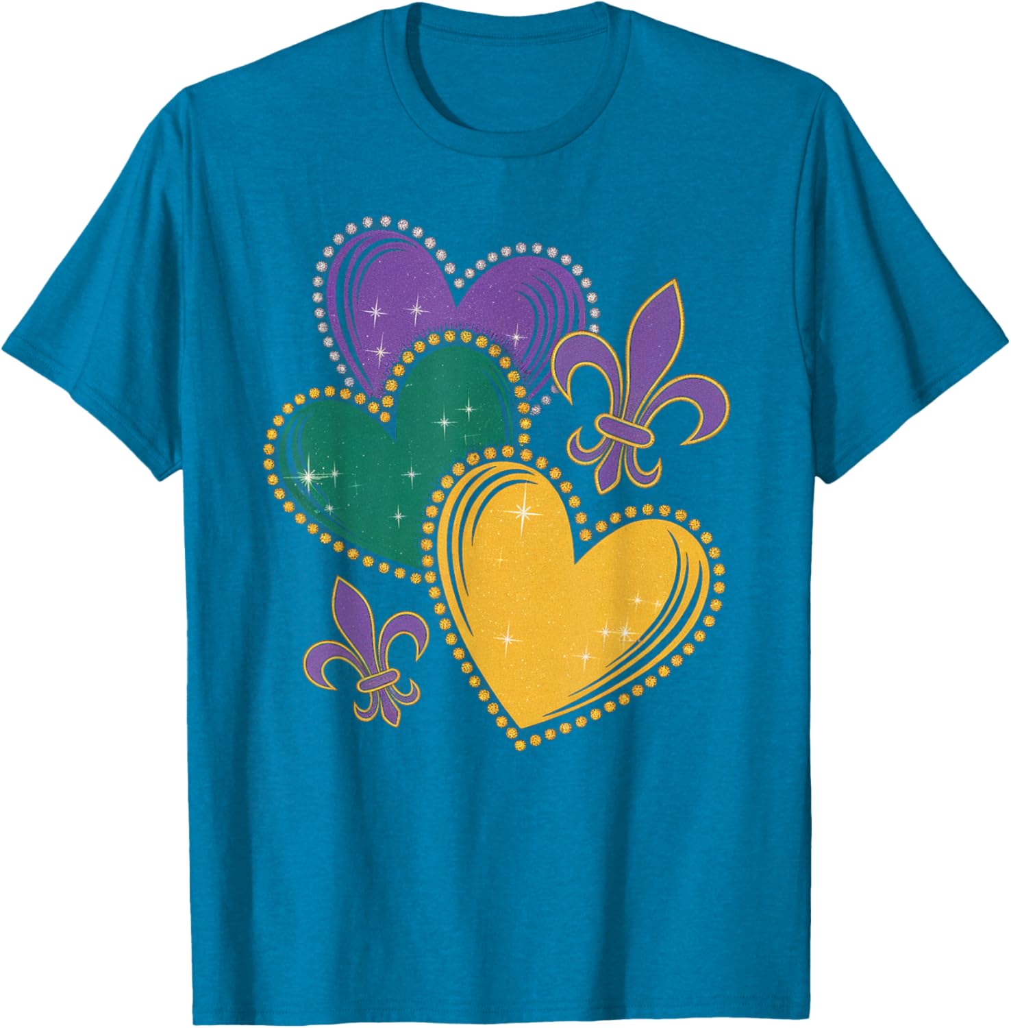 Mardi Gras Hearts T-Shirt for Women Girls and Kids - Fun Festive Apparel - 4