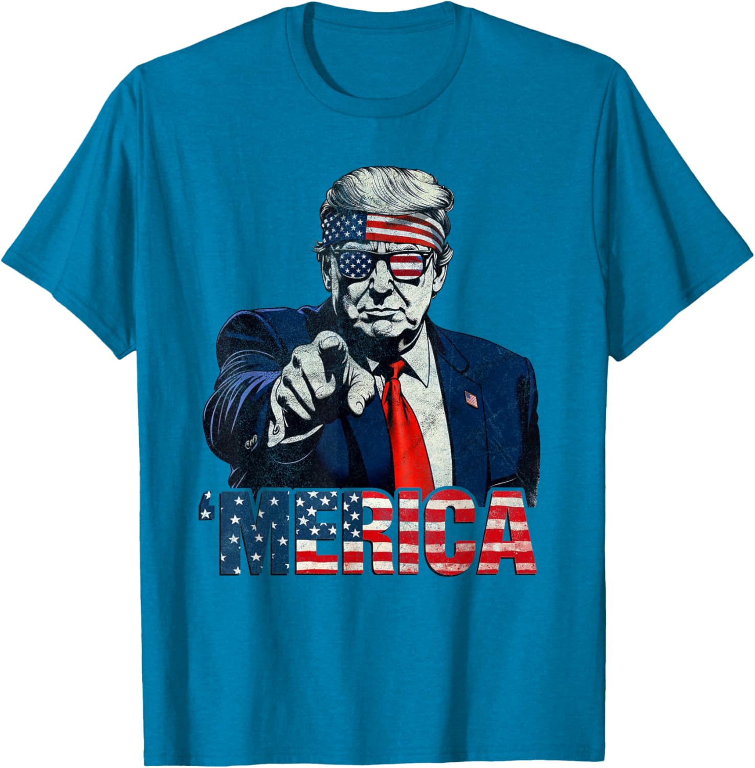 Happy 4th of July Merica Trump American Flag T-Shirt for Celebrations - 1