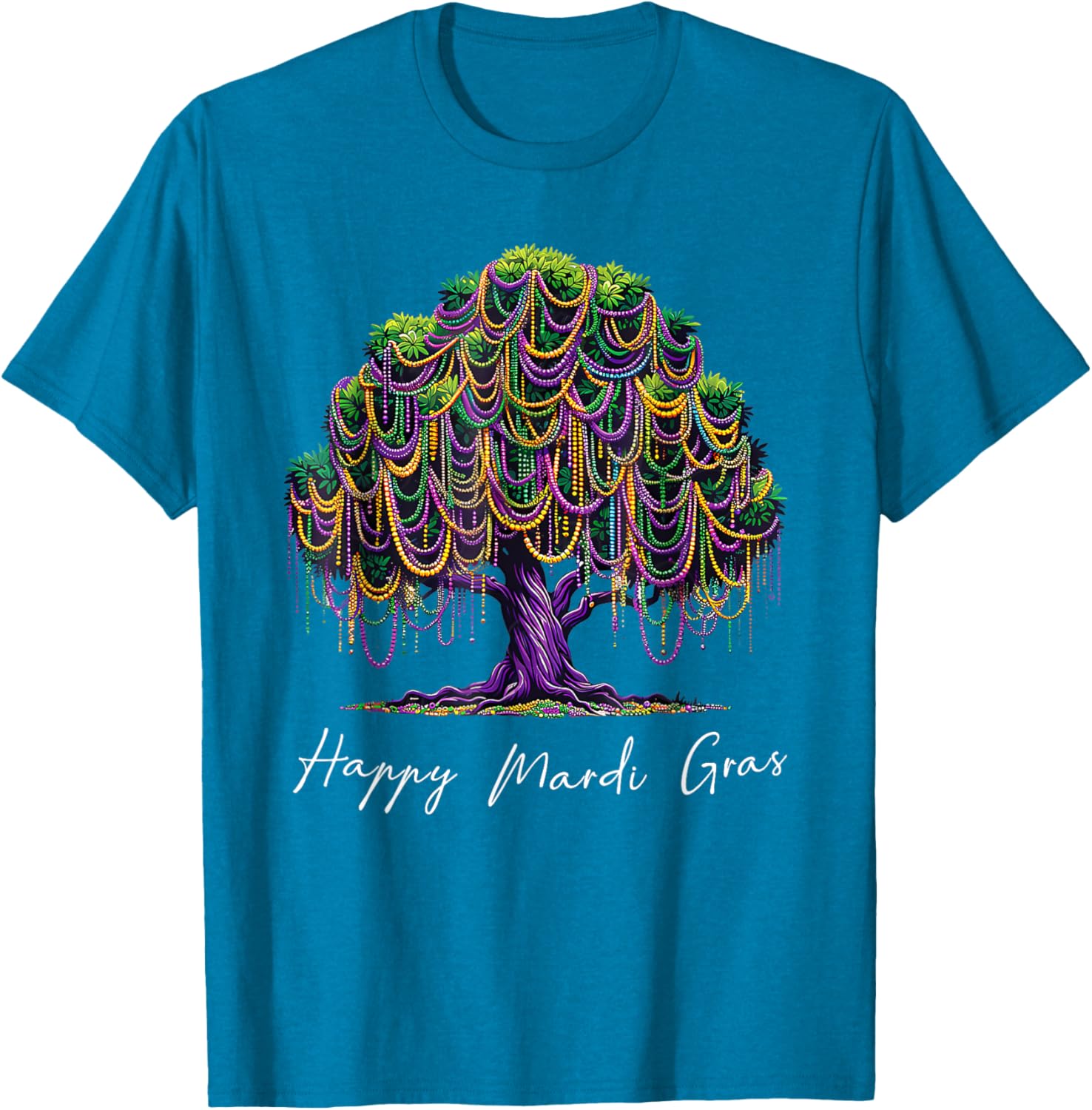 Mardi Gras Tree Beads T-Shirt for Men, Women, and Kids – Fat Tuesday Fun - 17