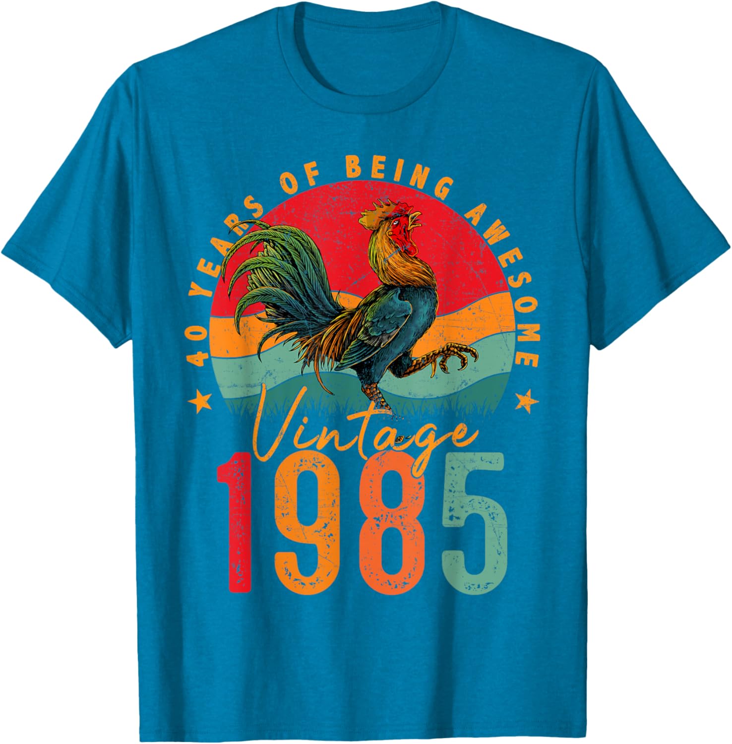 Vintage 1985 Chicken 40th Birthday Mens T-Shirt for 40 Year Old Gifts - 11