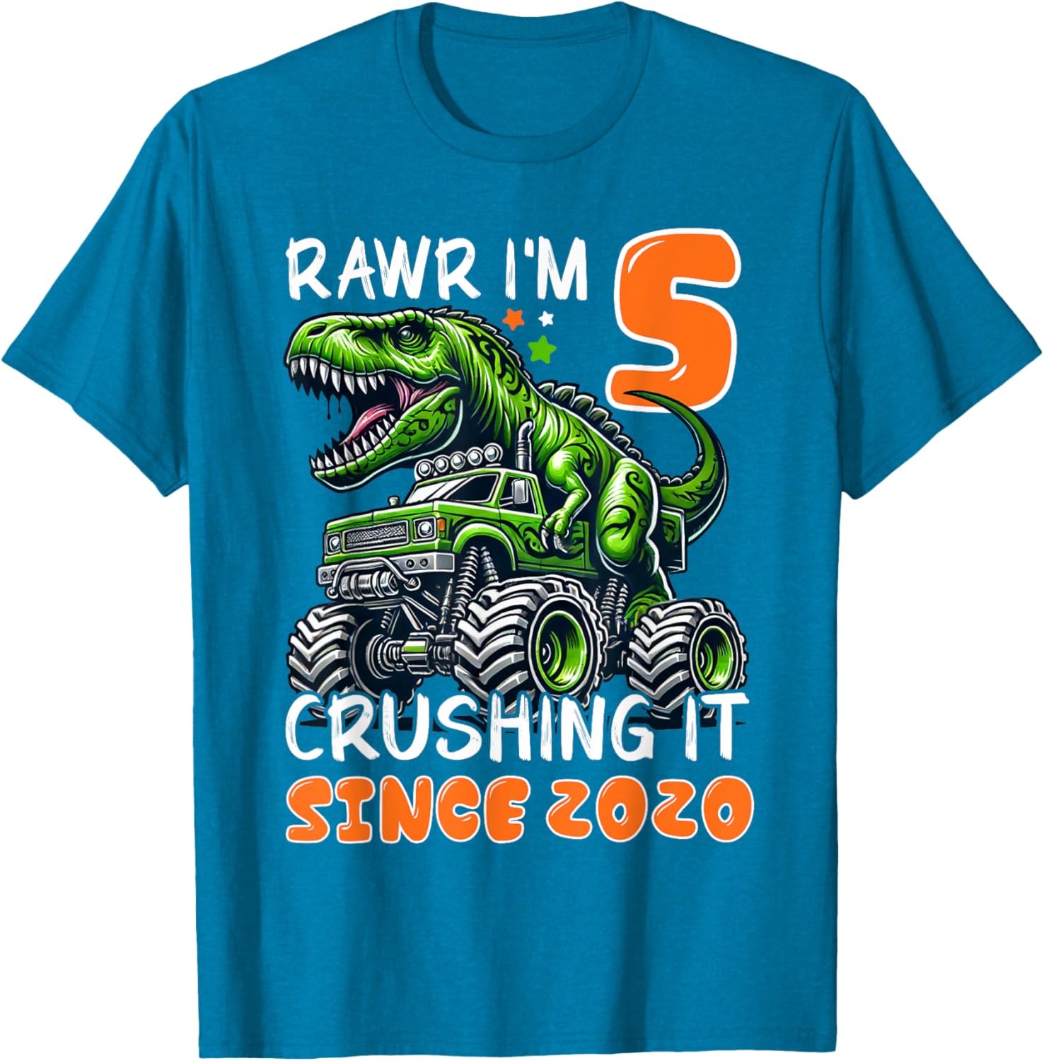 5th Birthday Monster Truck Dinosaur T-Shirt for Boys Rawr I'm 5 Fun! - 18