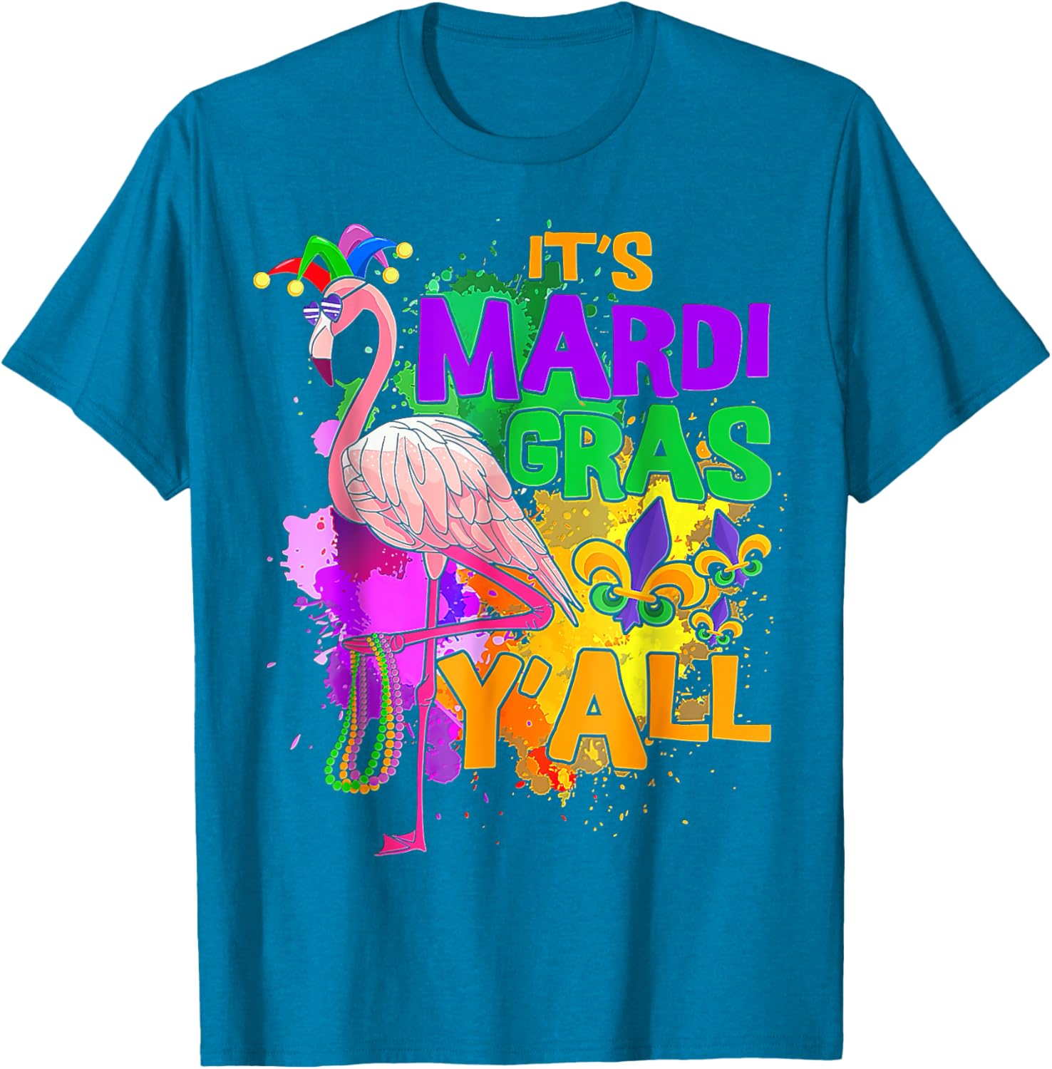 Flamingo Mardi Gras Carnival Party T-Shirt for Fun Festive Celebrations - 24
