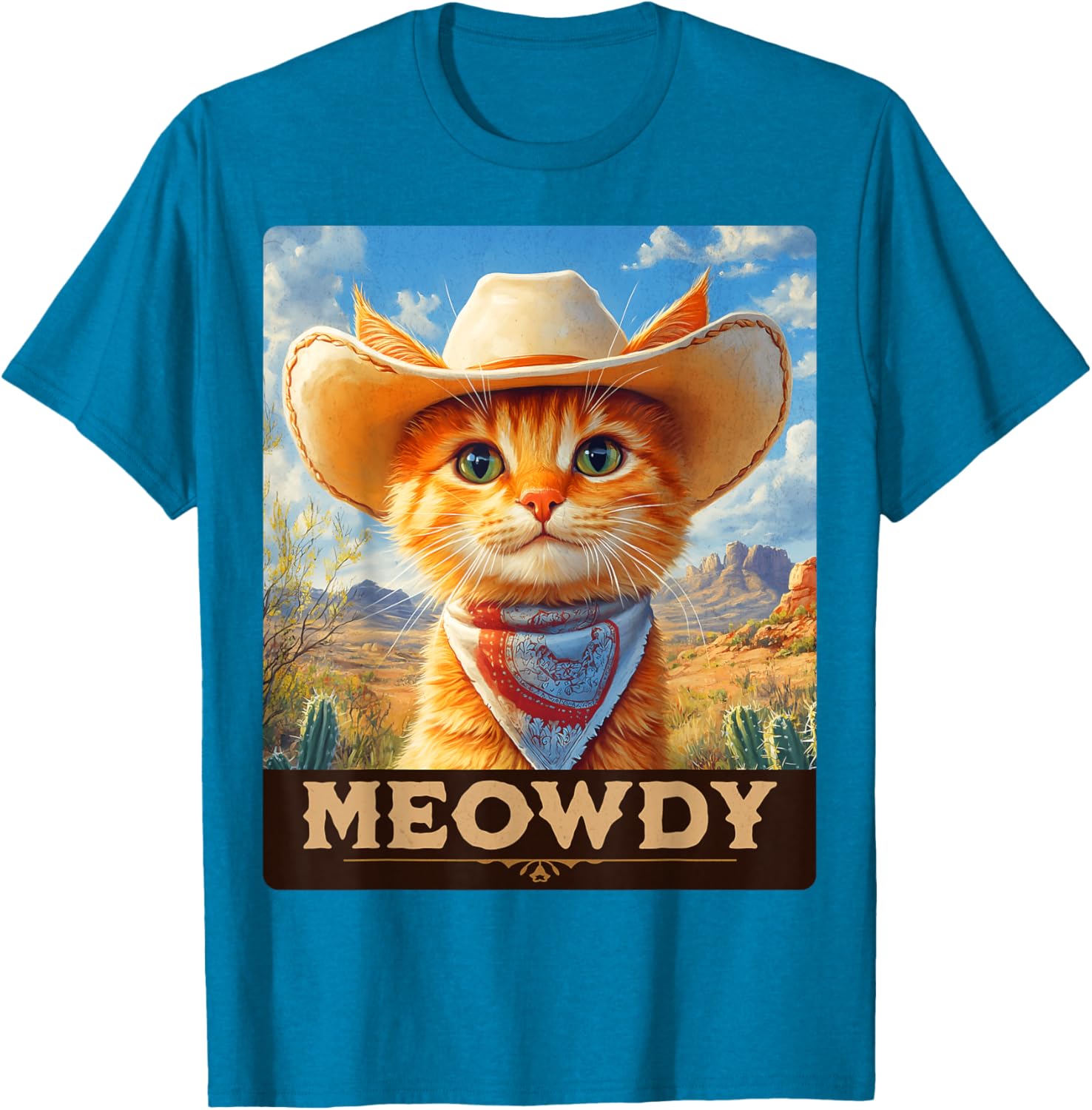 Meowdy Cowboy Cat T-Shirt for Wild West Lovers - Fun Pet Apparel - 15