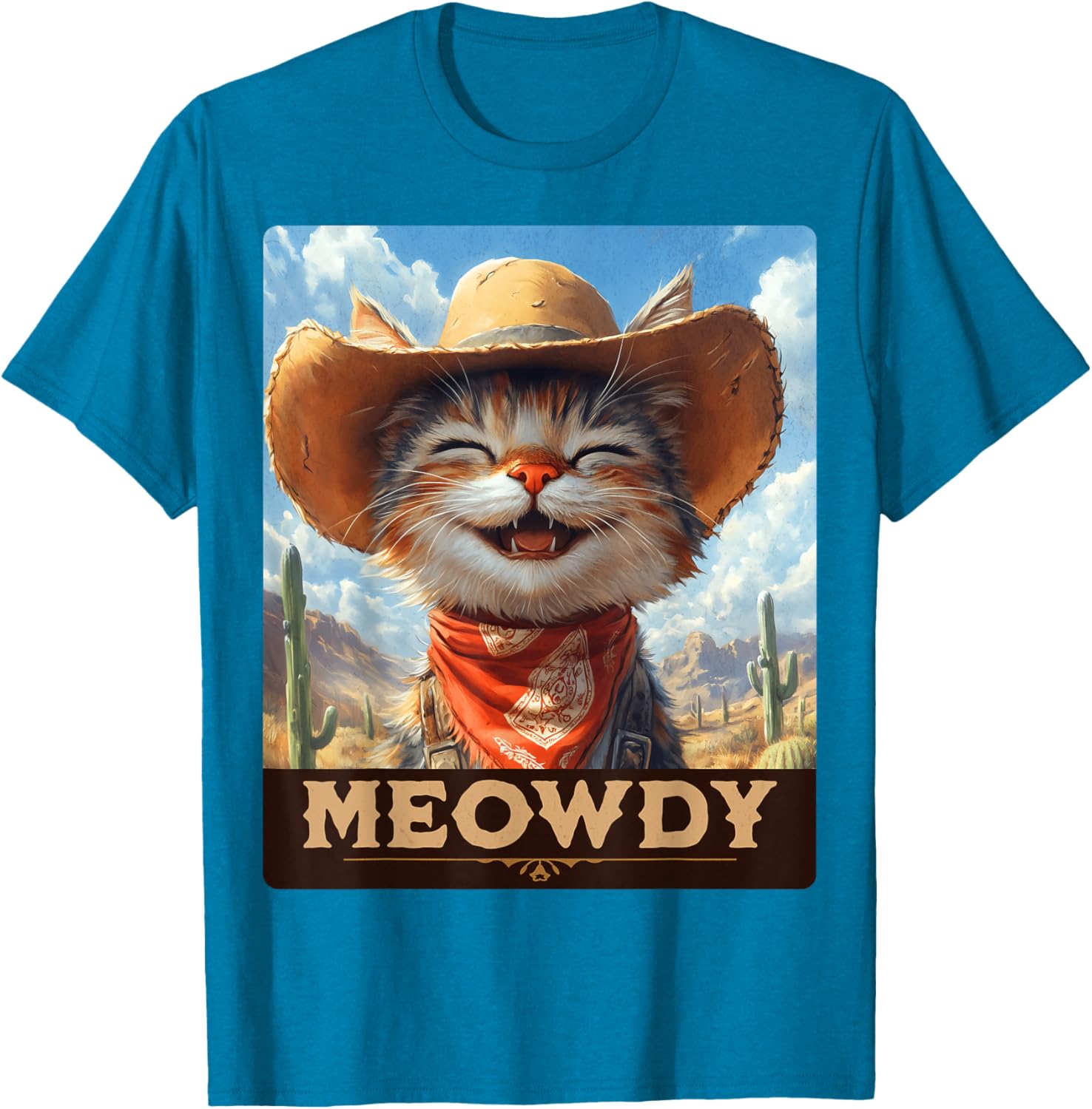 Meowdy Cowboy Cat T-Shirt - Wild West Feline Fun for Cat Lovers - 19