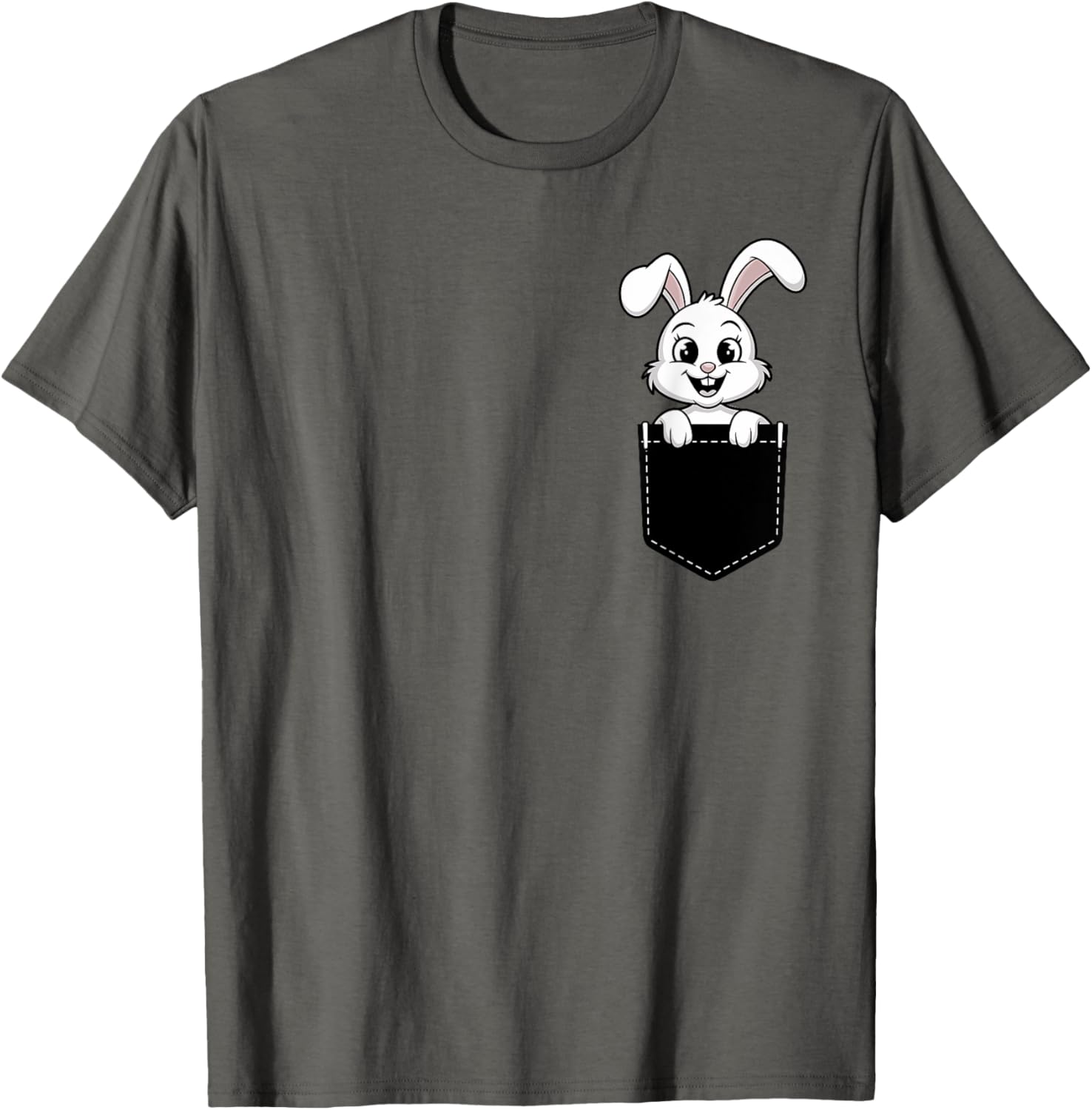 Cute Funny Rabbit in Pocket T-Shirt for Men and Women - Animal Lovers Design - 22