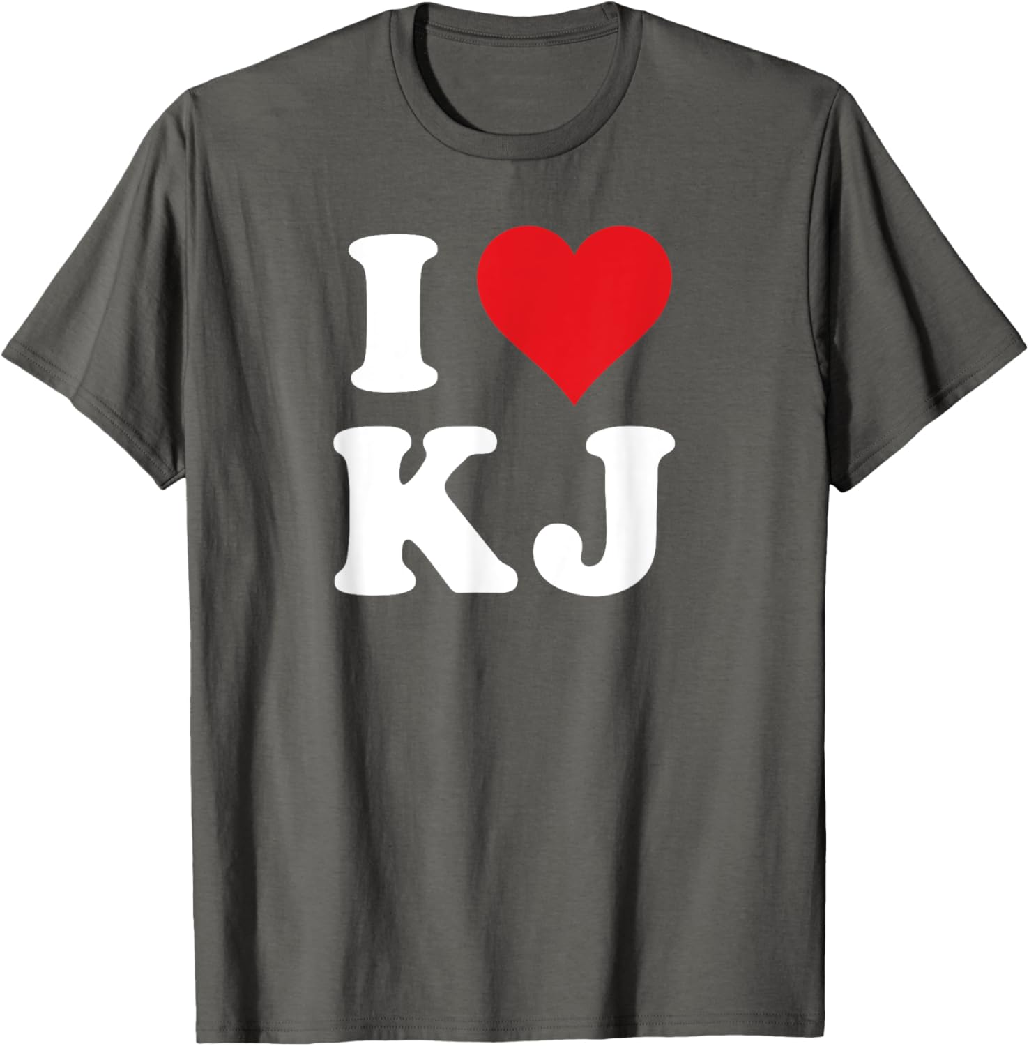 I Love KJ Initials Heart Design K J T-Shirt for Stylish Casual Wear - 3
