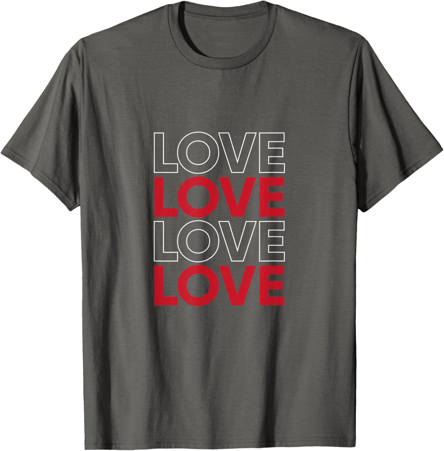Bold Red Love Text Valentine's Matching Couple T-Shirt for Sweethearts - 2