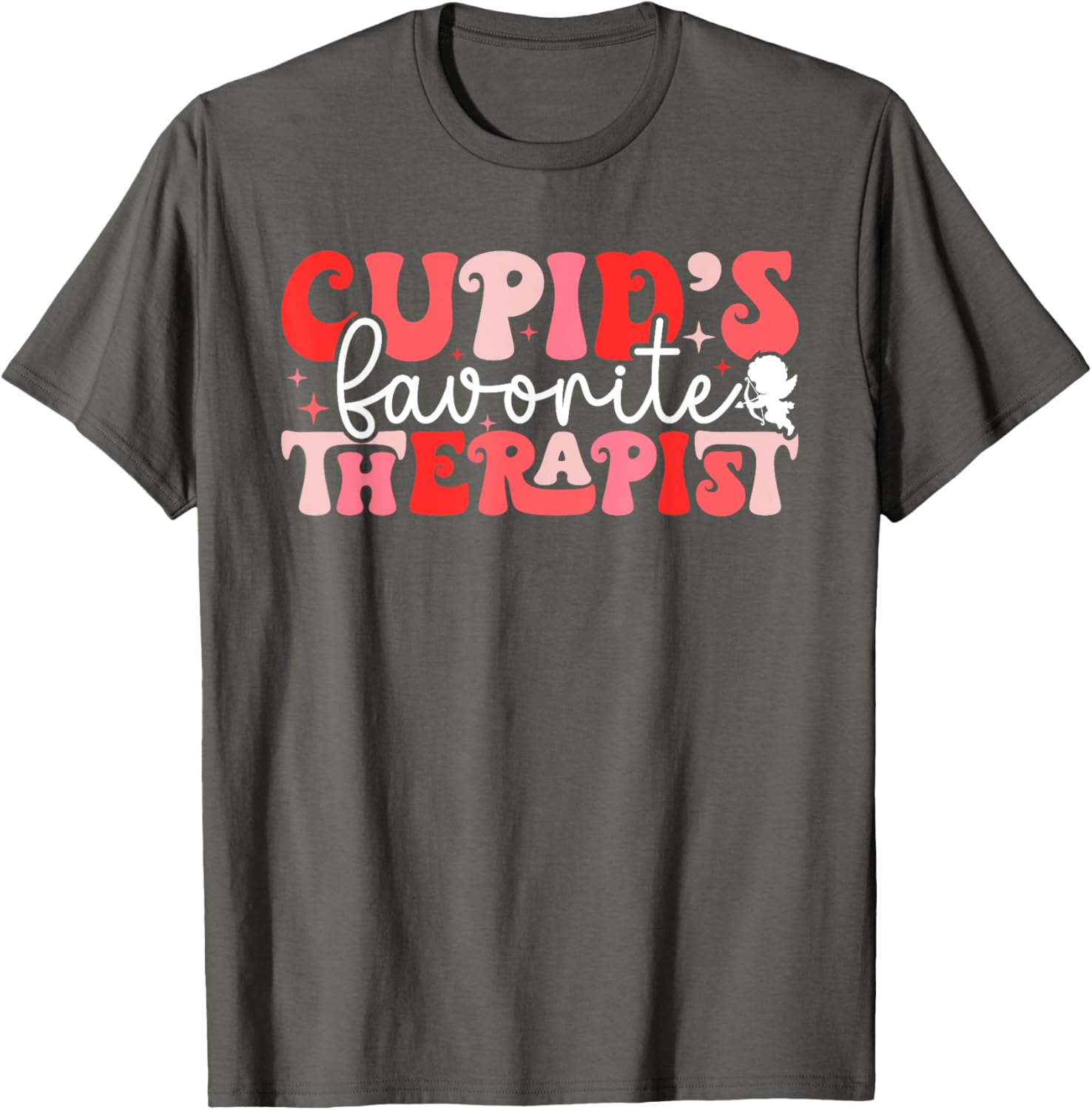 Cupid's Favorite Therapist Groovy Valentine's Day T-Shirt for Women - 12