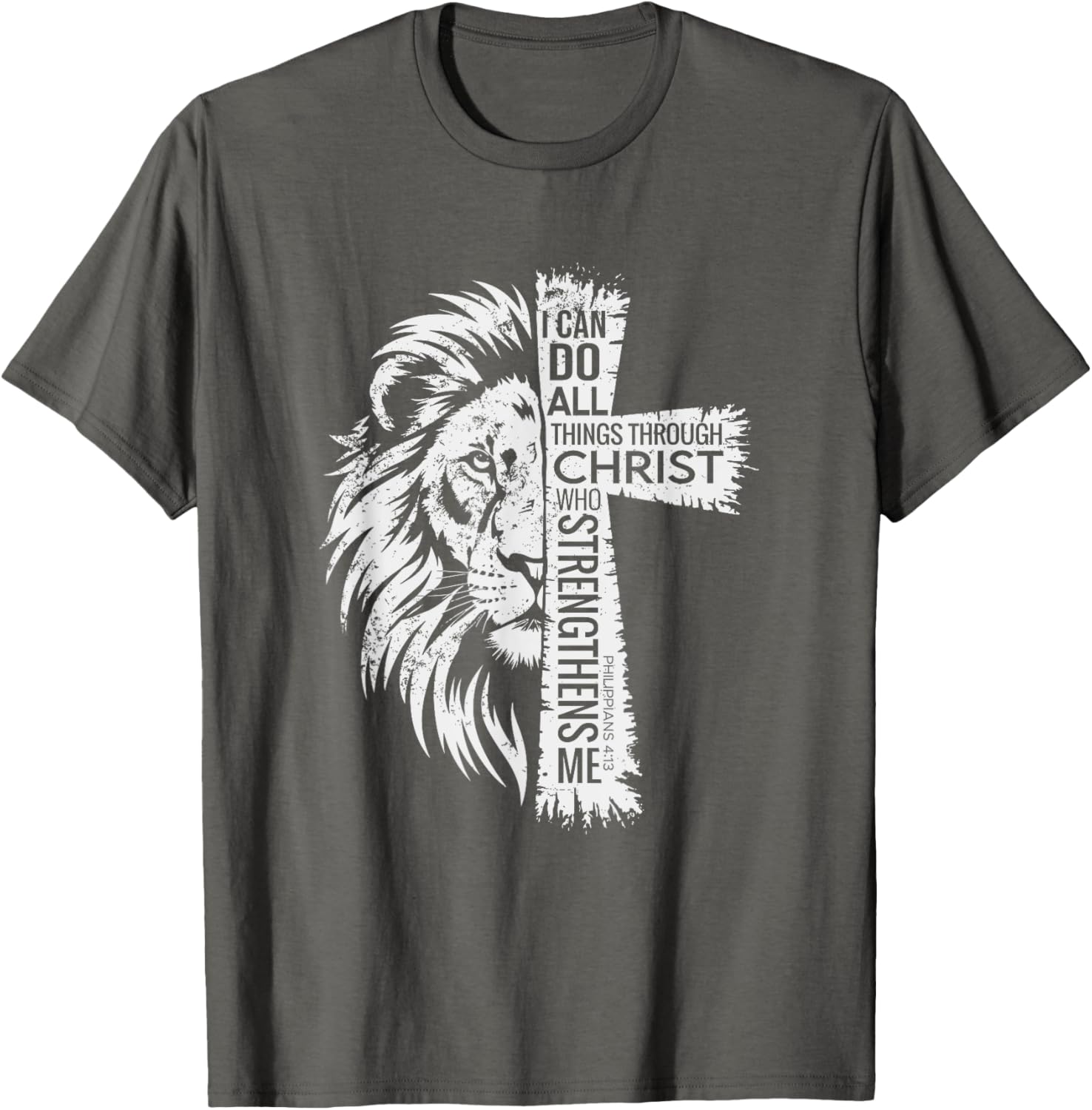 Lion of Judah and Cross Shirt with Philippians 4:13 Inspirational Tee - 6