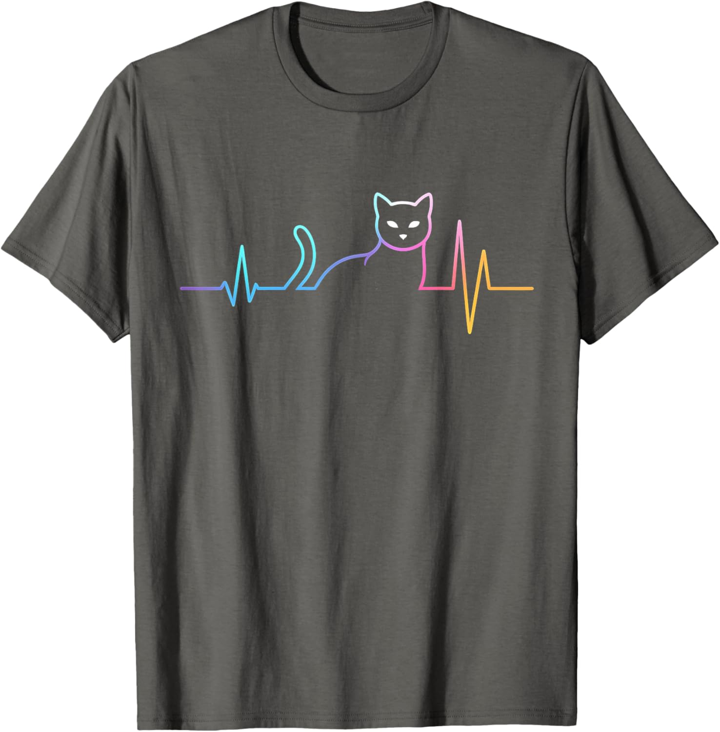 Colorful Heartbeat Cat T-Shirt for Funny Cat Lovers - Gifts for All Ages - 11
