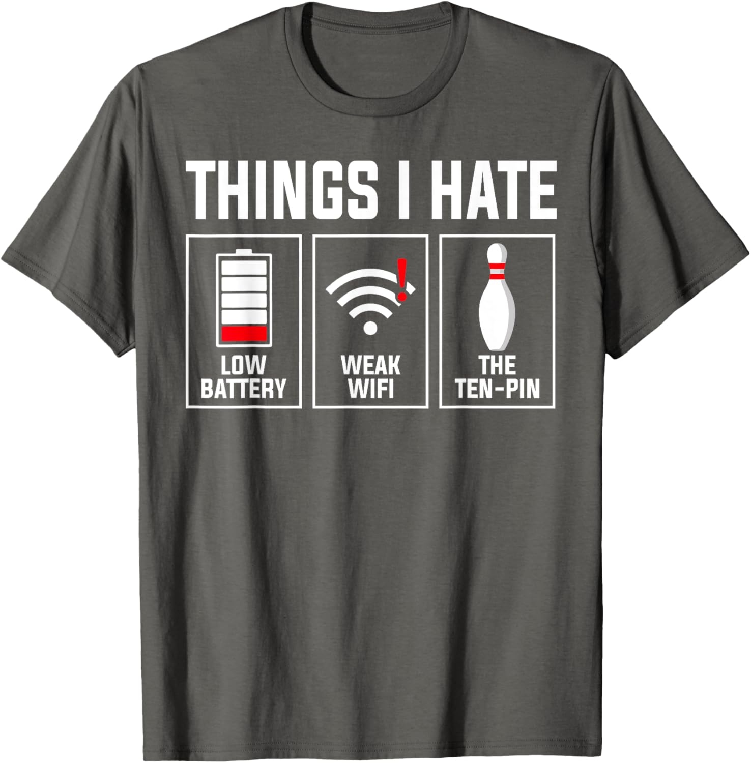 Funny Low Battery Weak WiFi Ten Pin Design T-Shirt for Tech Lovers - 2