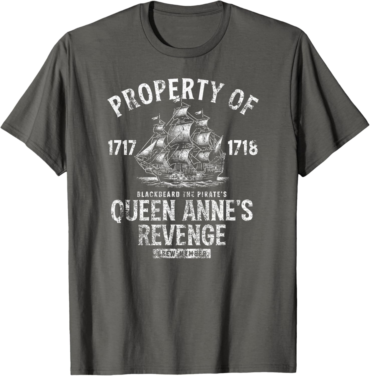 Blackbeard's Queen Anne's Revenge Distressed T-Shirt for Casual Style - 17