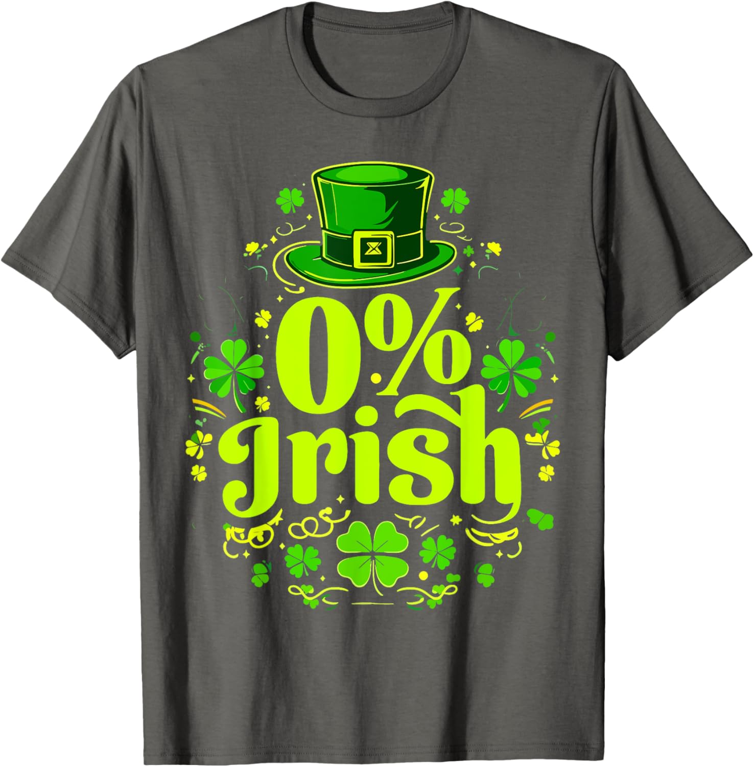 Funny 0% Irish St. Patrick's Day Zero Percent Graphic T-Shirt for Fun - 17