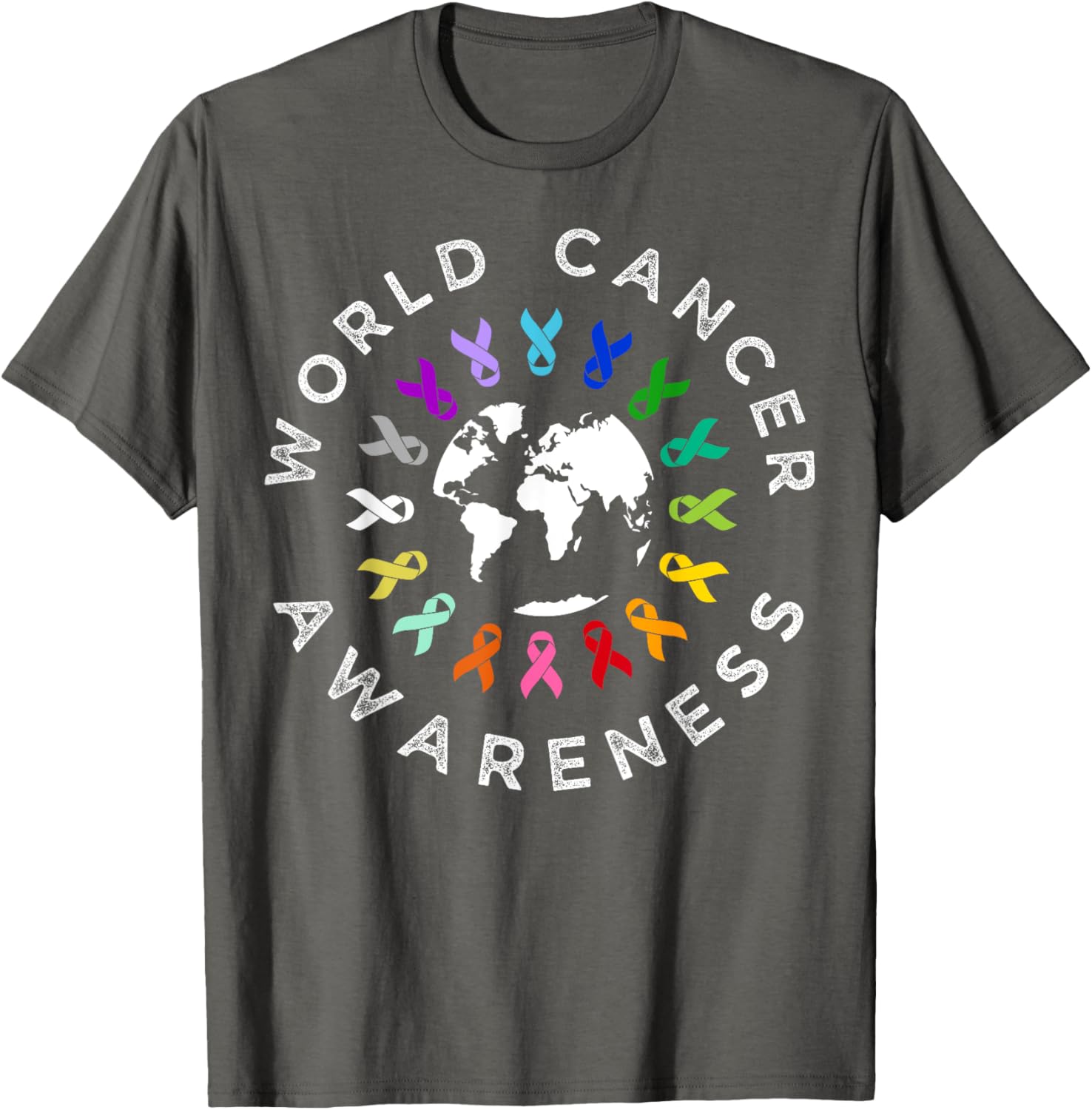 World Cancer Day Awareness Multi-Color Ribbon T-Shirt for Supporters - 11