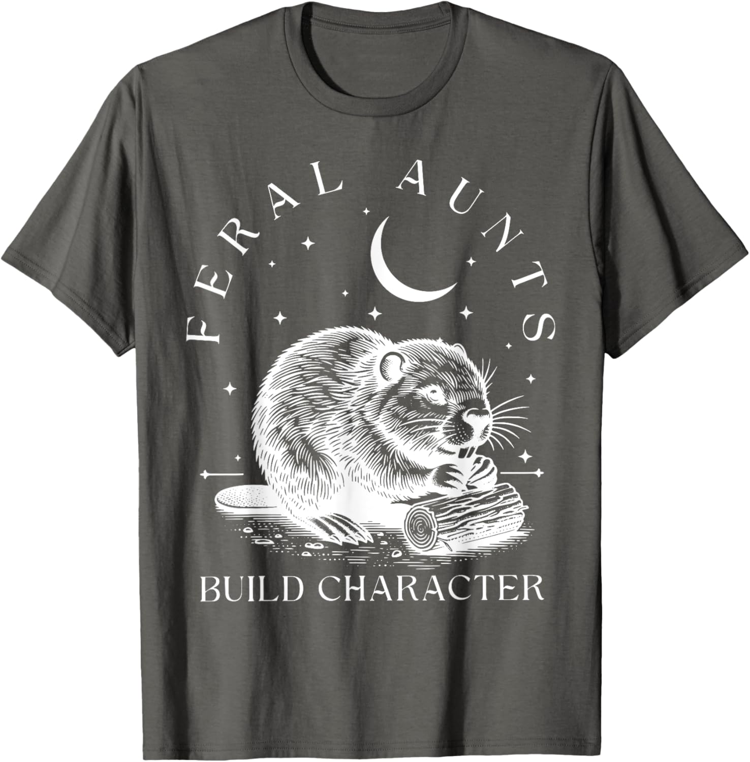 Funny Retro Aunt T-Shirt with Cute Beaver Design – Build Character Style - 2