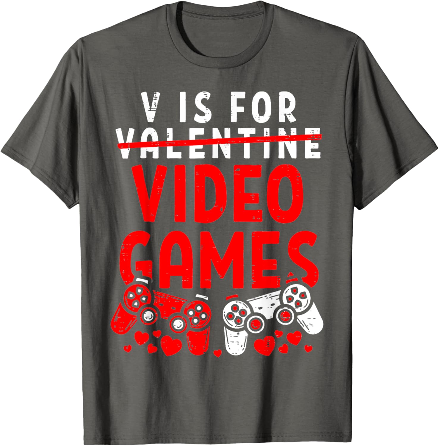 Funny V Is For Video Games Valentine's Day T-Shirt for Gamer Men - 9