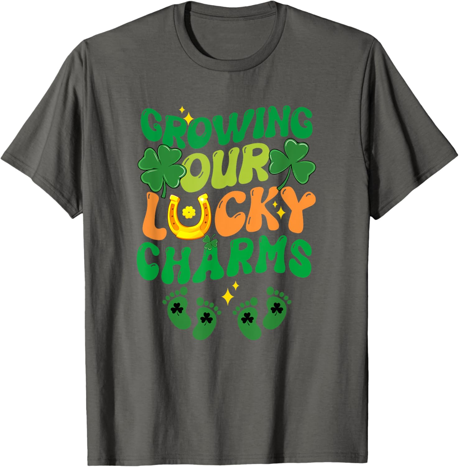 St Patrick's Day Pregnancy T-Shirt for Twin Moms with Lucky Charms Design - 12