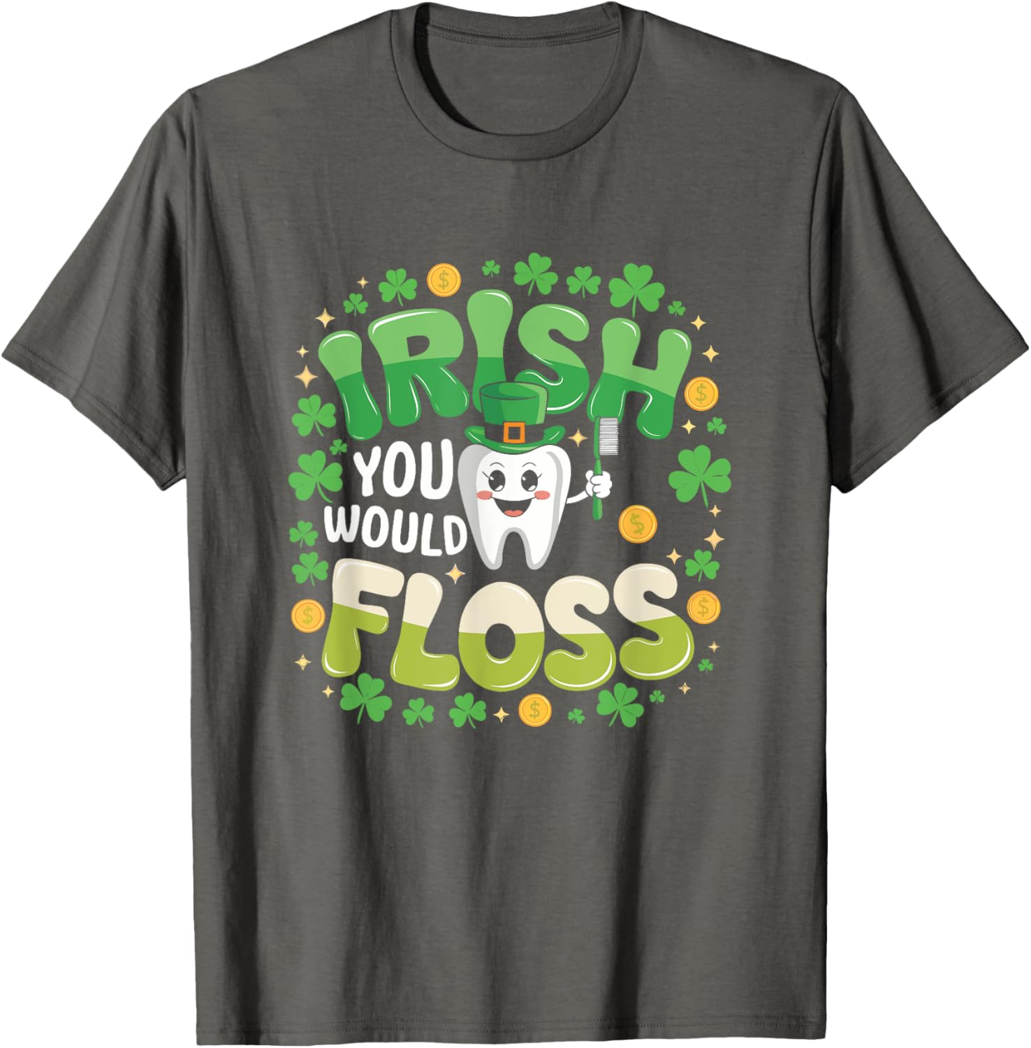 Retro Irish St Patrick's Day Flossing Dentist T-Shirt for Fun Celebrations - 15