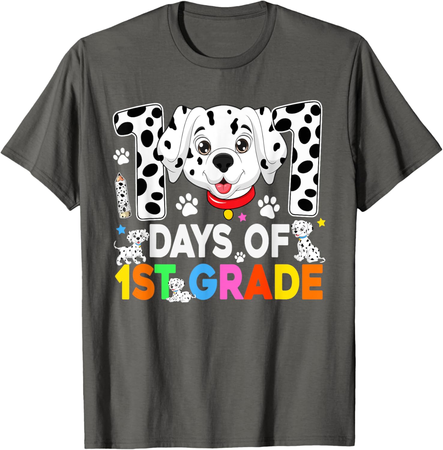 100 Days of School Dalmatian Dog T-Shirt for Kids 3rd Grade Fun Fashion - 12